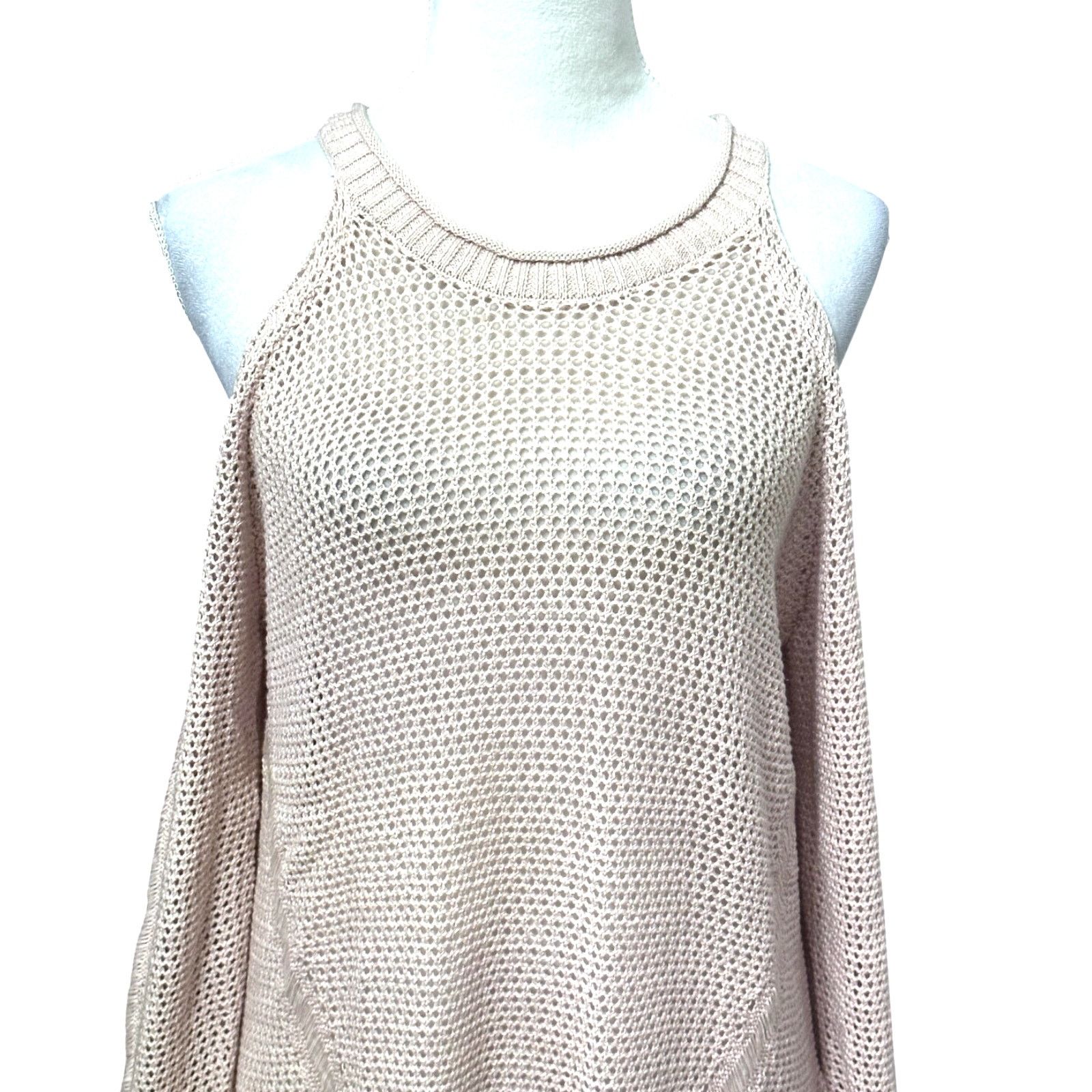Other Willow & Clay Open Knit Sweater Cut-Out Shoulder Pink W S Size S / US 4 / IT 40 - 2 Thumbnail