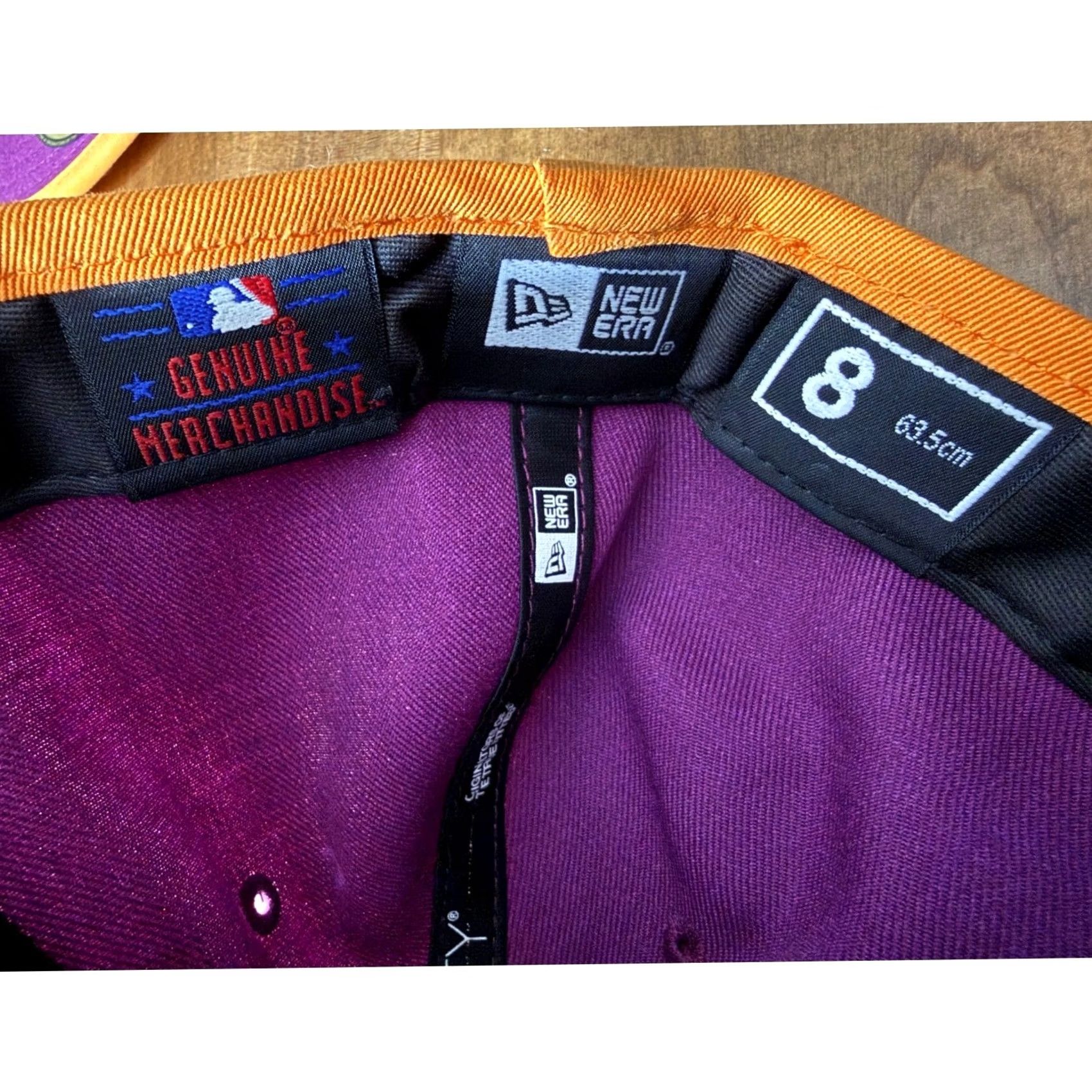 New Era VINTAGE New Era 59FIFTY New York Yankees Hat Mens Size 8 Purple Orange Fitted Cap MLB Size ONE SIZE - 4 Thumbnail