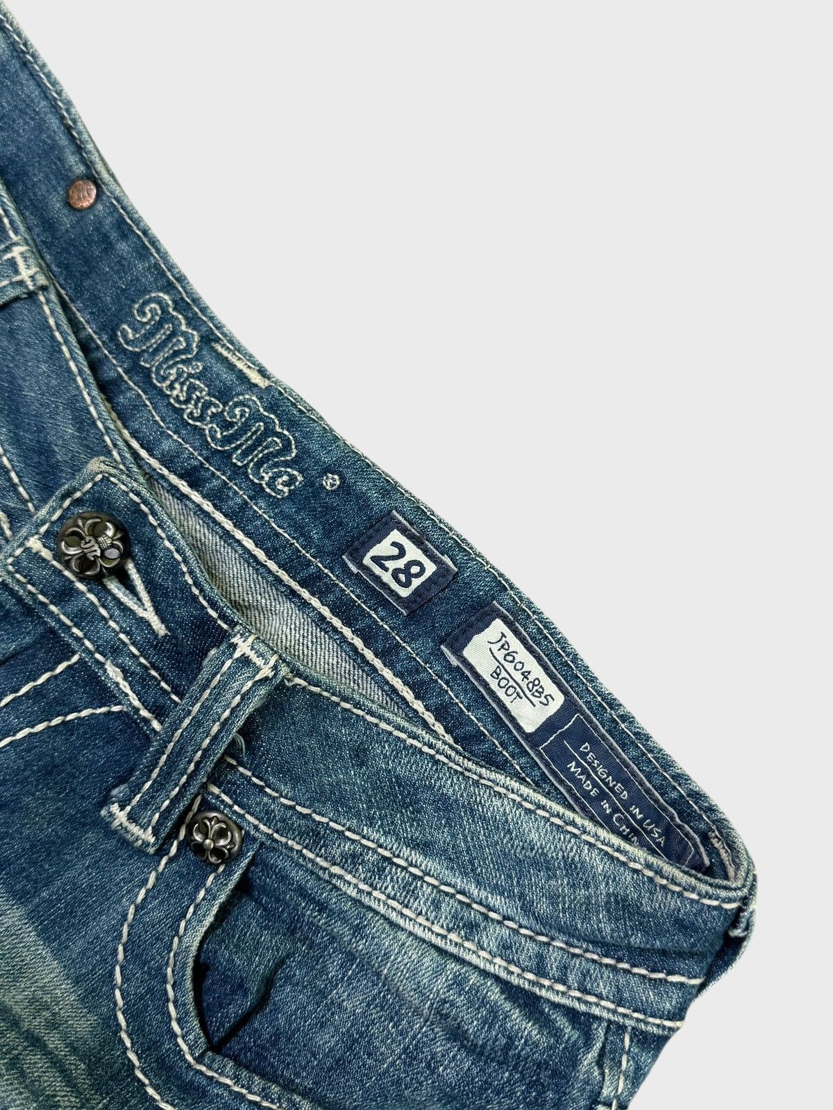 If Six Was Nine FLARE MISS ME CLAW MARK STUDDED CHAIN DENIM Size US 30 / EU 46 - 7 Thumbnail