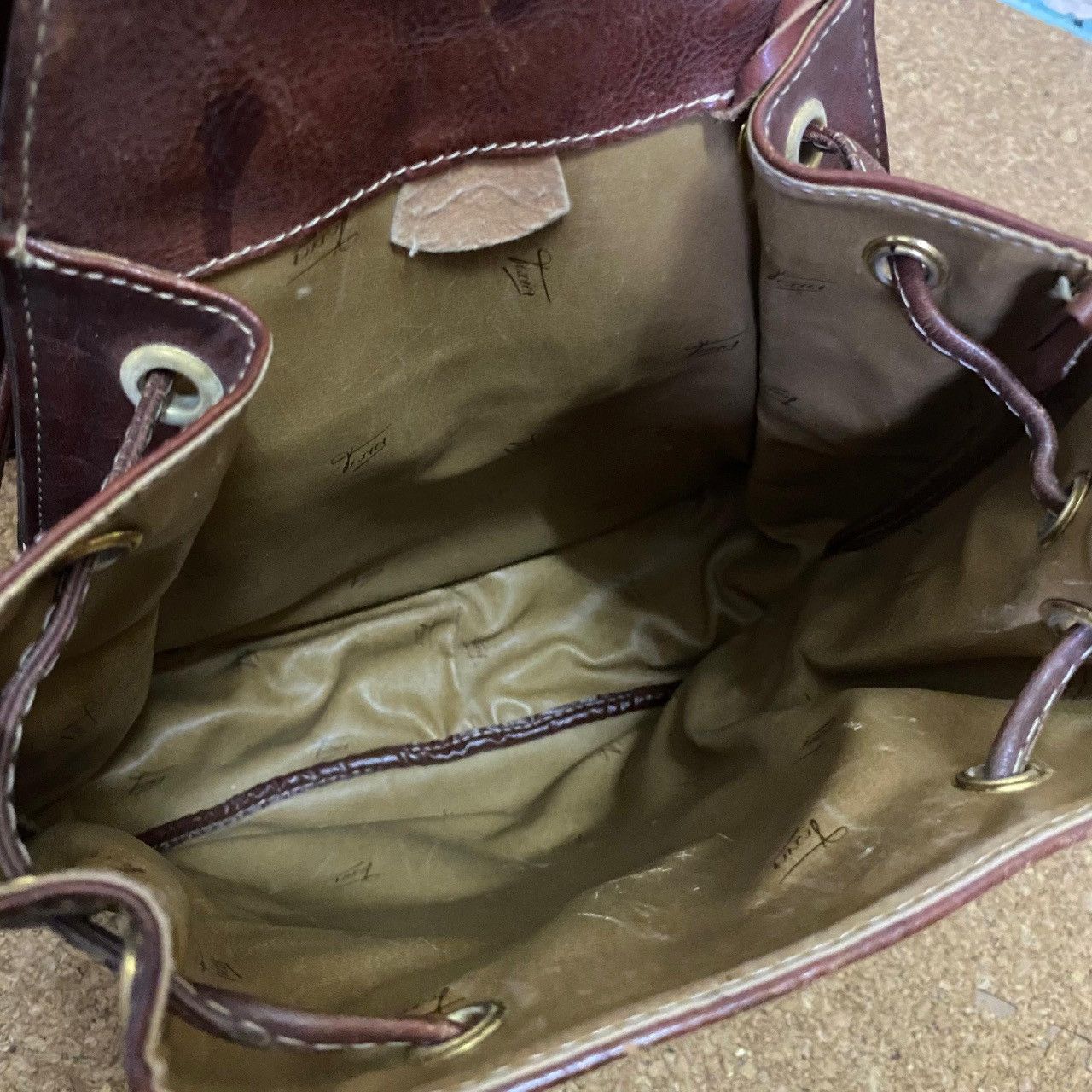 Handmade Texier Vintage Leather Backpack w/ Matching Mini Pouch — Size ONE SIZE - 11 Thumbnail