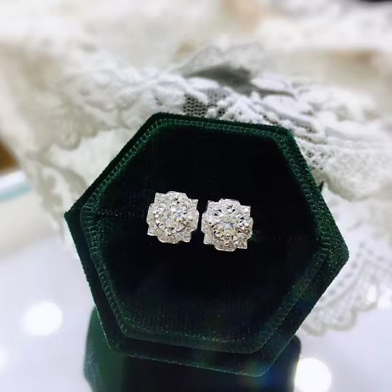 Jewelry Brass Cubic Zirconia Cushion Cut Halo Stud Earrings (Pair) Size ONE SIZE - 1 Thumbnail