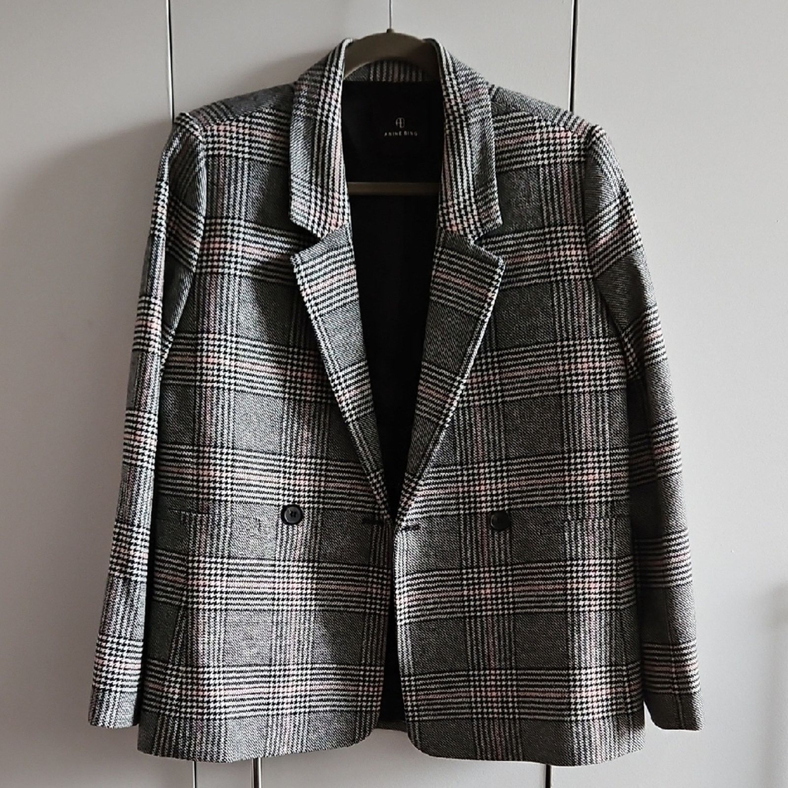 Anine Bing Anine Bing Size S Black and White Checkered Blazer Size S / US 4 / IT 40 - 1 Thumbnail
