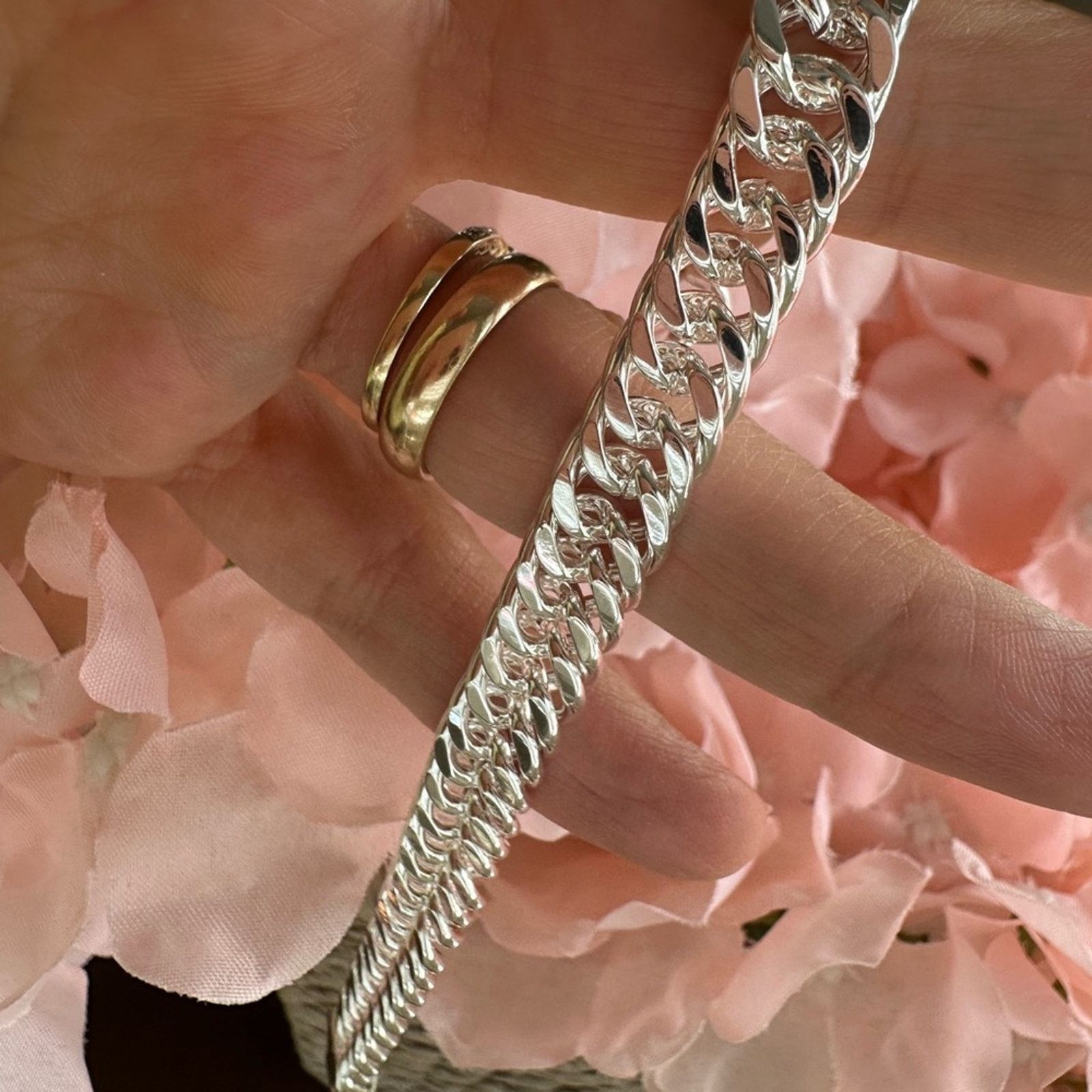 Other Silver Square Buckle 10MM Chain Mens Bracelet 8” inches Size ONE SIZE - 2 Thumbnail