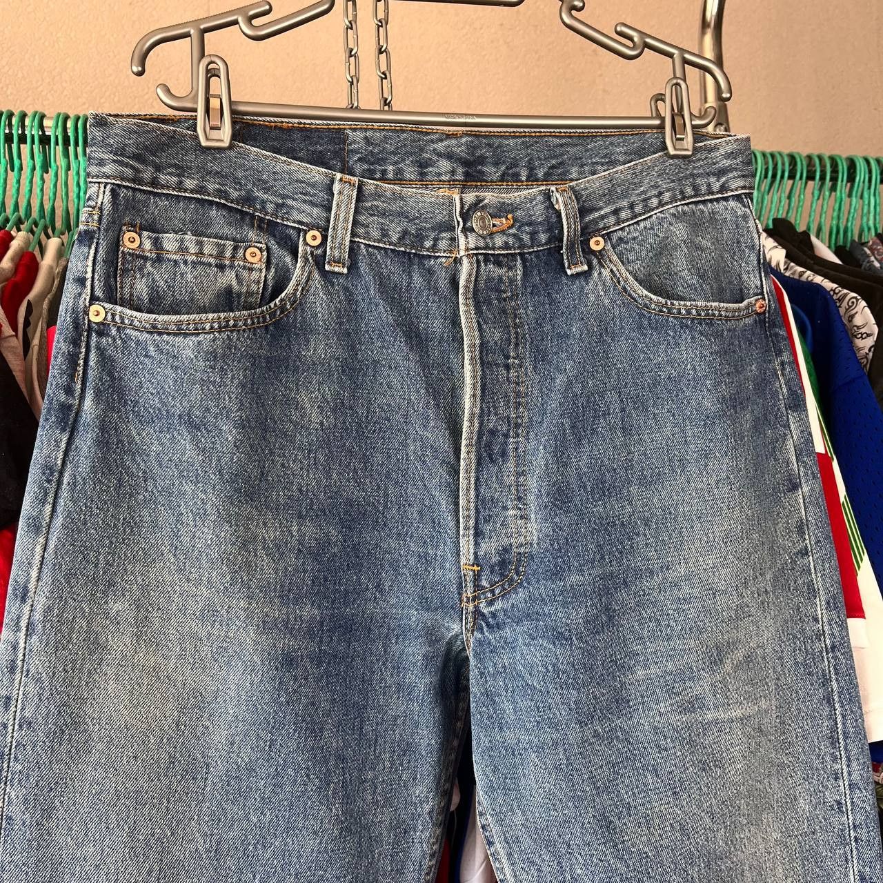 Levi's Vintage 90s Levis 501 Distressed Button Fly Blue Denim Pants Size US 36 / EU 52 - 2 Thumbnail