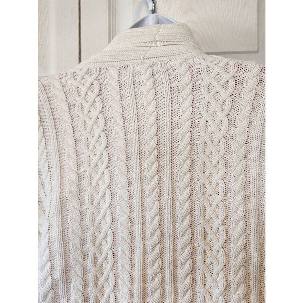 Chaps Chaps White Ribbed Fuzzy Sweater Size XL / US 12-14 / IT 48-50 - 4 Thumbnail