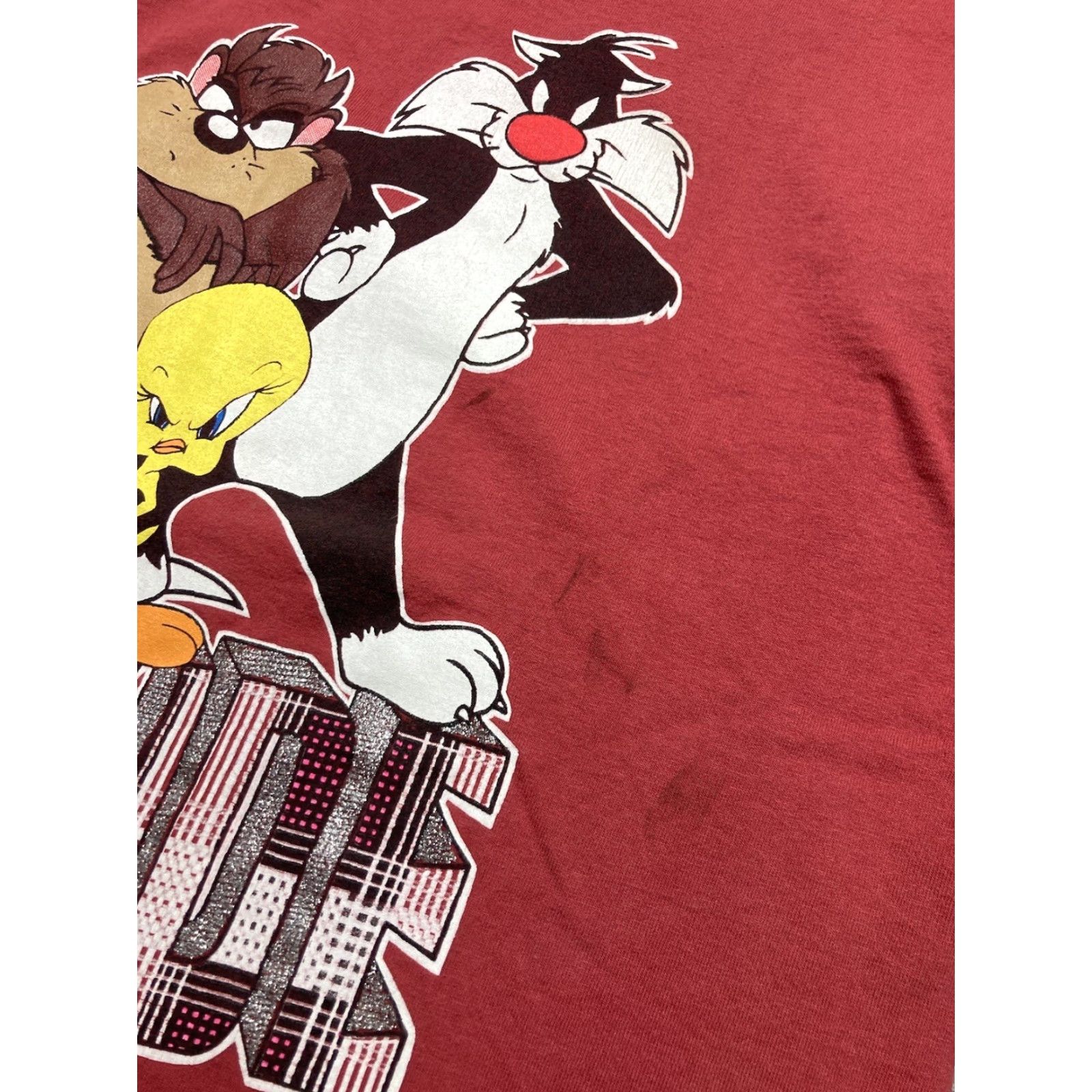 Vintage VINTAGE 90s Looney Tunes T-Shirt Attitude Inc Cartoon Taz Tweety Sylvester XL Men Red Shirt Size US XL / EU 56 / 4 - 4 Thumbnail