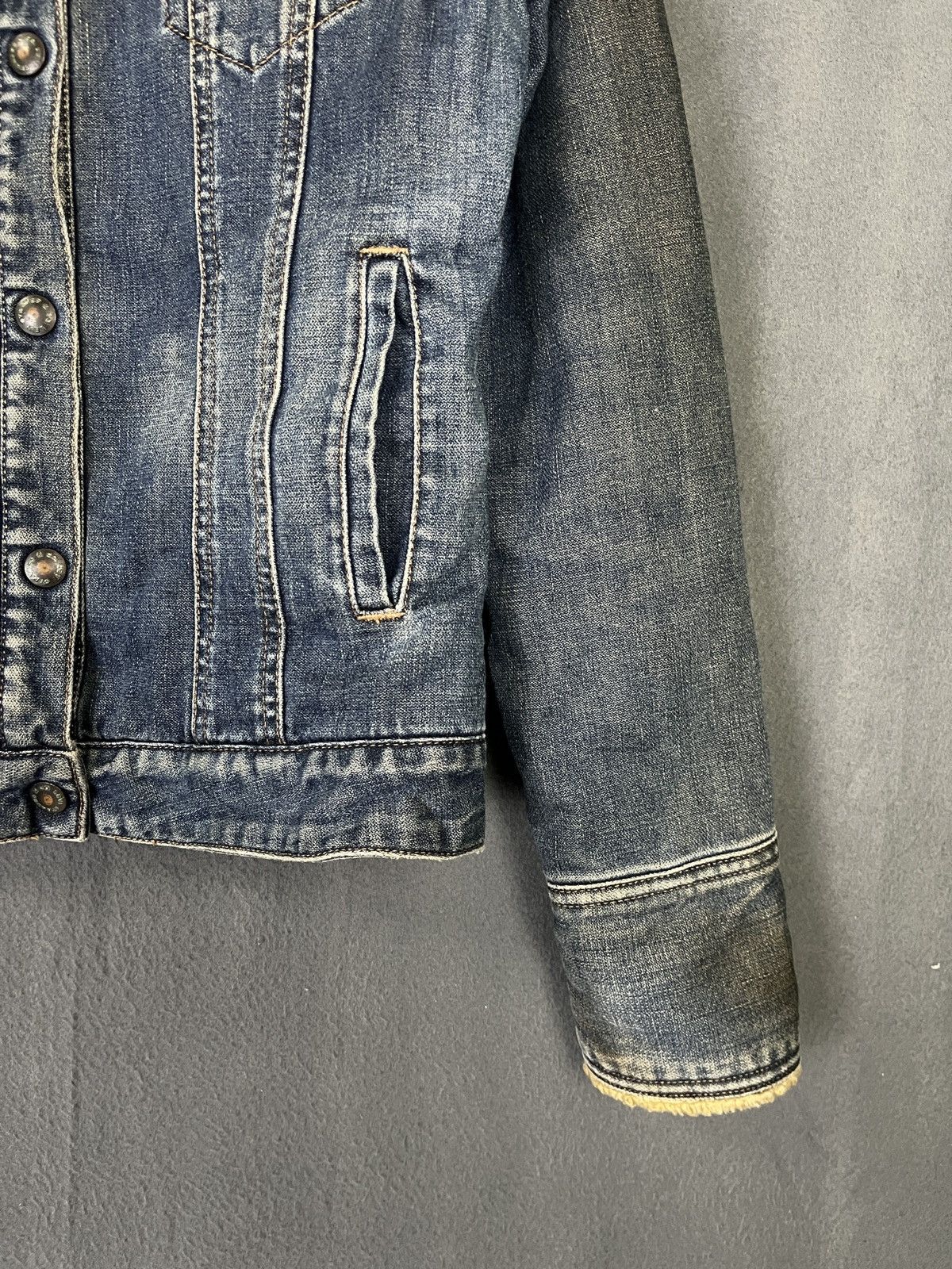 Levi's × Levi's Vintage Clothing Levis Denim Jacket Mandarin Collar Sherpa Lined Size M / US 6-8 / IT 42-44 - 5 Thumbnail