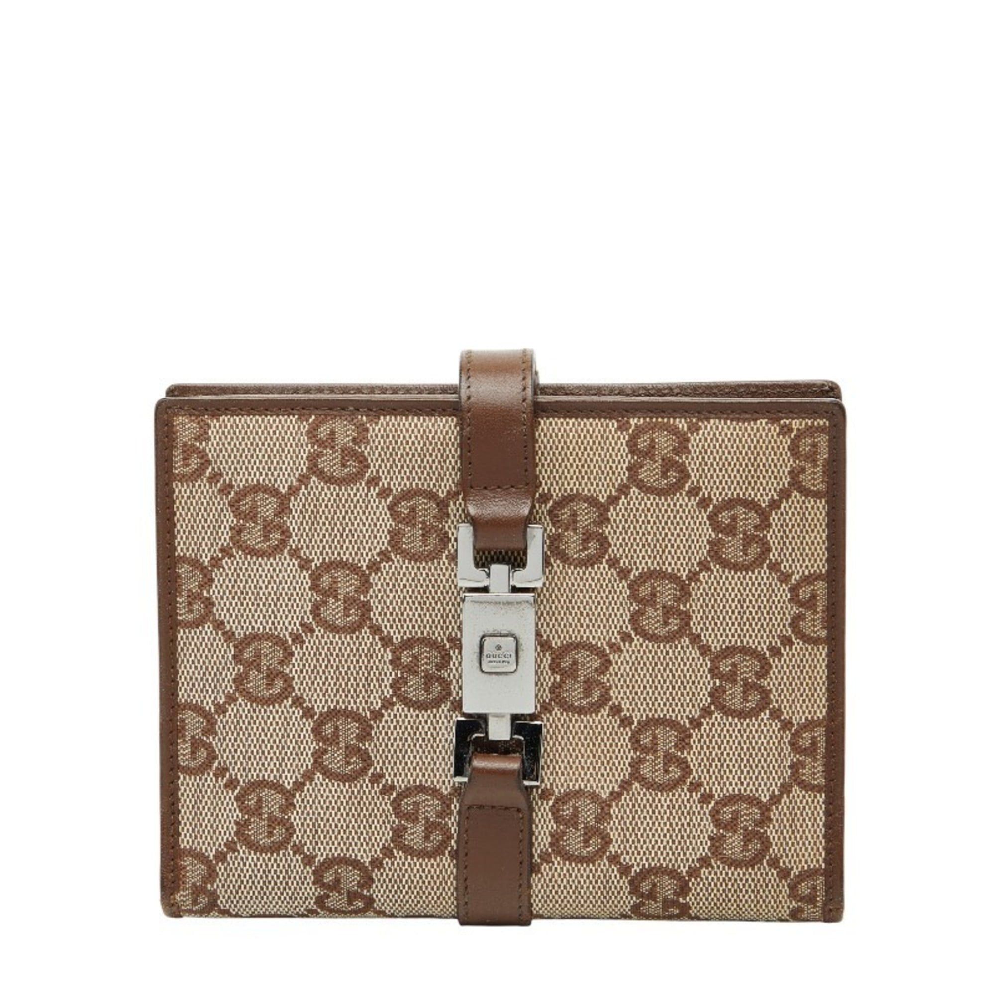 Gucci Gucci GG Canvas Jackie Notebook Cover 031 2888 Beige Brown Leather Women's GUCCI Size ONE SIZE - 1 Thumbnail