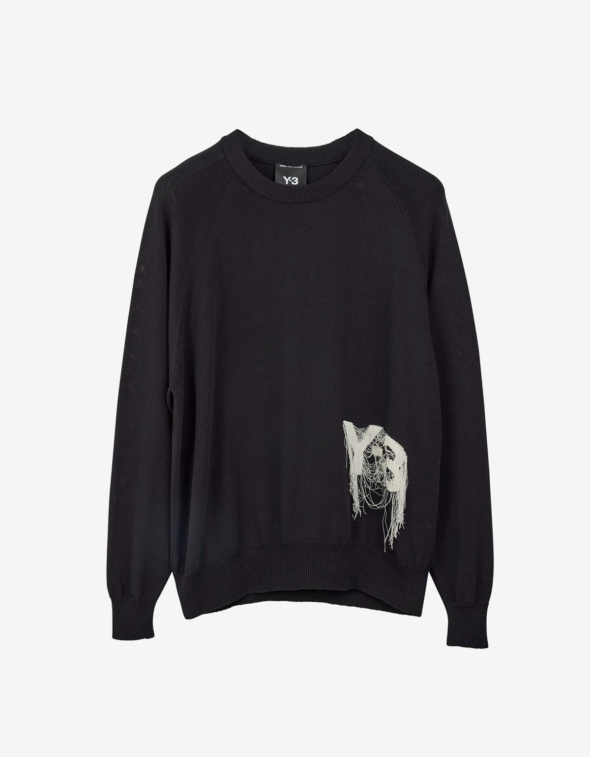 Y 3 Y 3 Black Frayed Logo Sweater Grailed