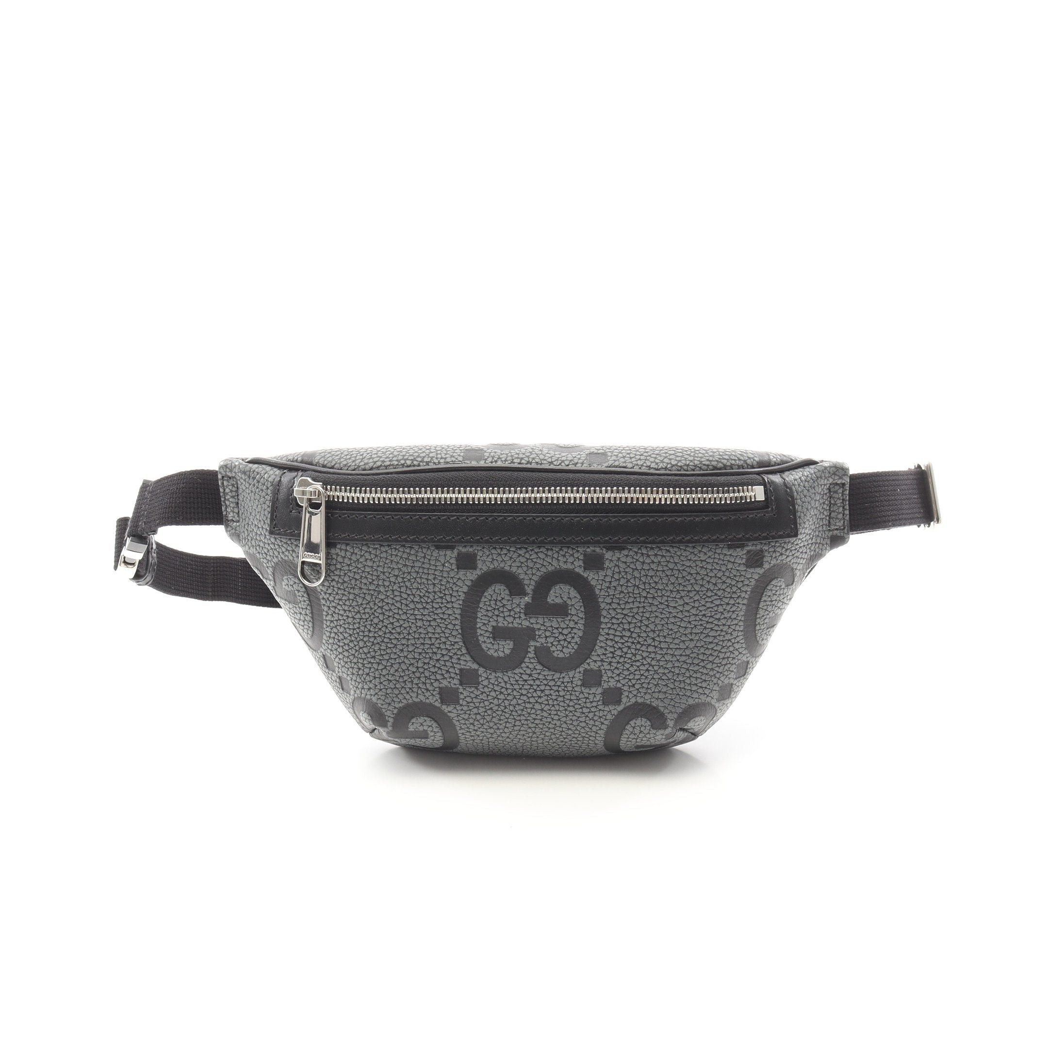 Gucci Gucci Jumbo Gg Small Waist Bag Body Leather Gray Black Size ONE SIZE - 1 Thumbnail
