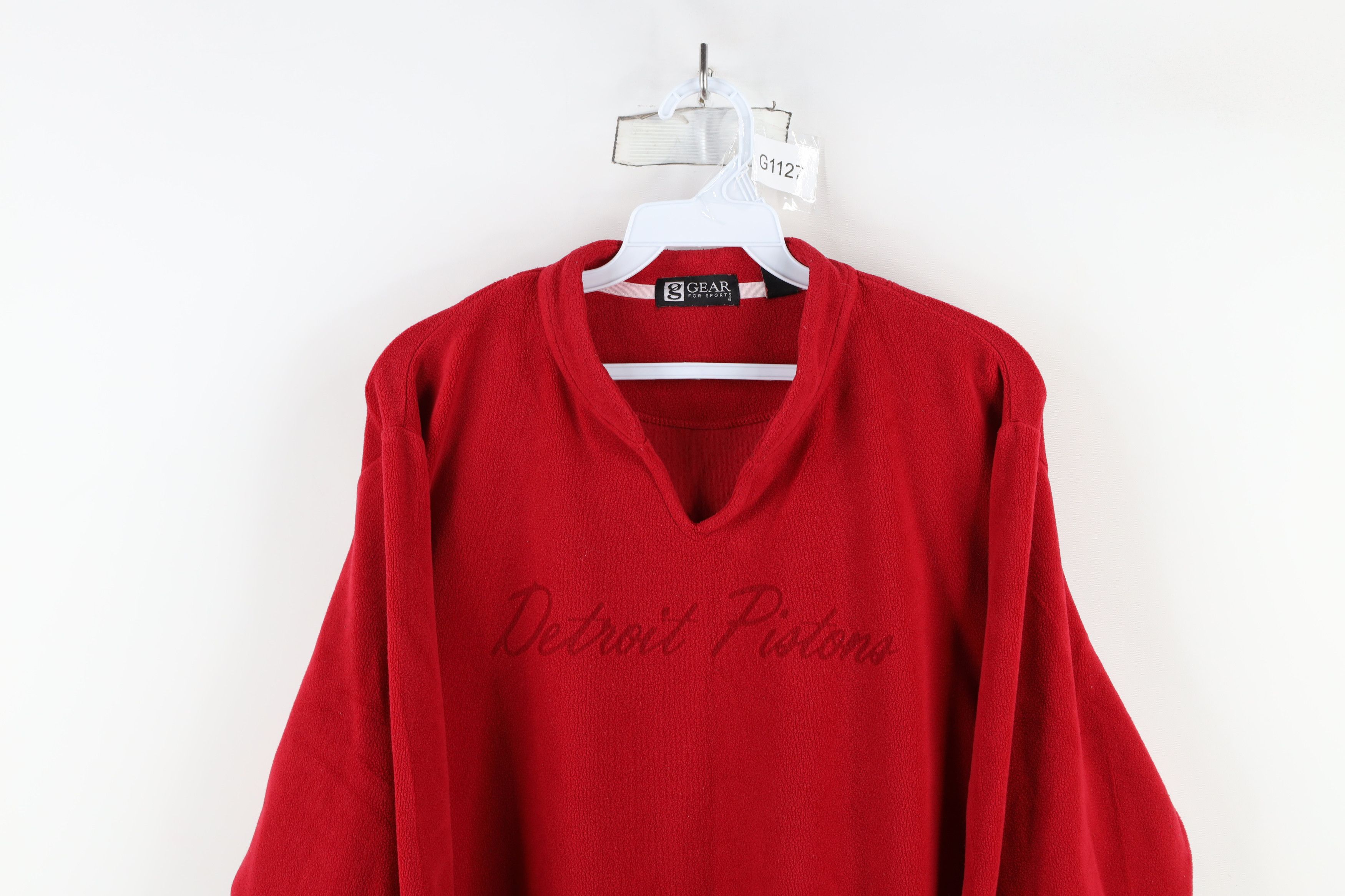 Vintage Vintage 90s Script Detroit Pistons Basketball Fleece Sweater Size XL / US 12-14 / IT 48-50 - 2 Thumbnail
