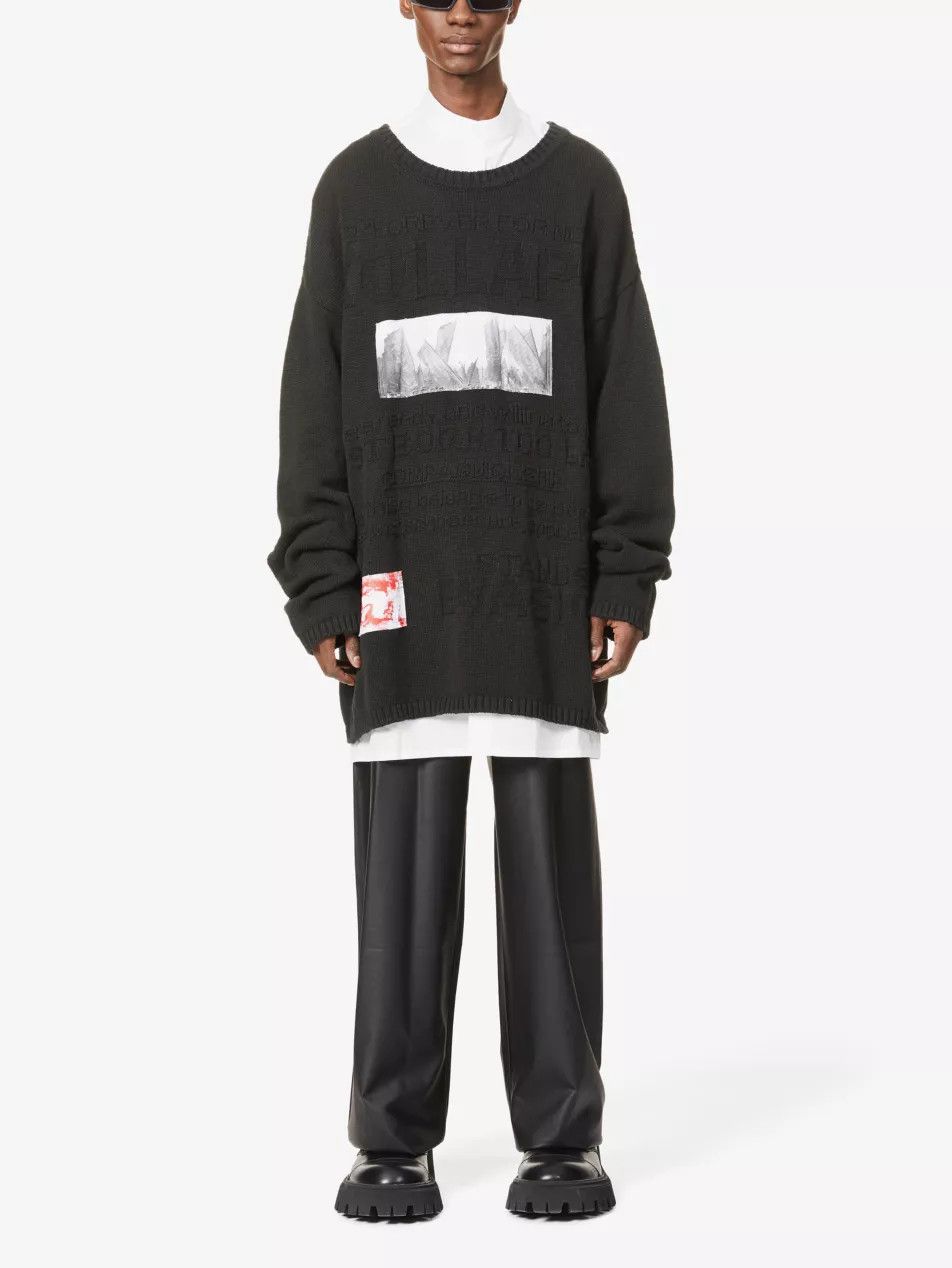 Raf Simons 💚 Raf Simons Redux Oversized Kollaps Sweater Black Medium Size US M / EU 48-50 / 2 - 2 Thumbnail