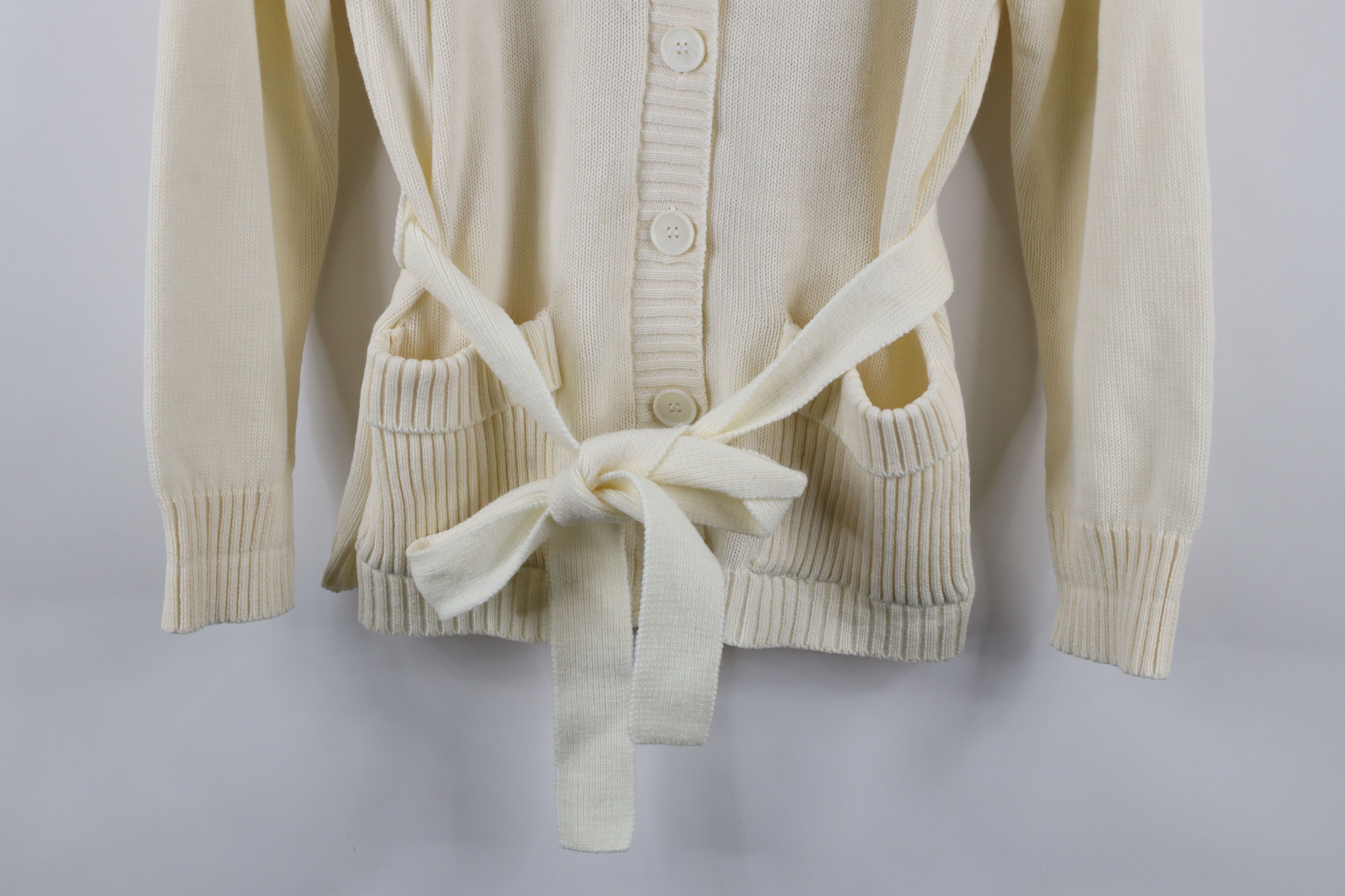 Vintage Vintage 70s Streetwear Knit Belted Shawl Cardigan Sweater Size M / US 6-8 / IT 42-44 - 4 Thumbnail