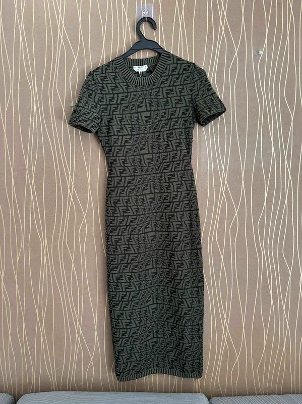 Fendi Fendi Dark Green Polyester Dress for Women 0089 Size S / US 4 / IT 40 - 1 Thumbnail