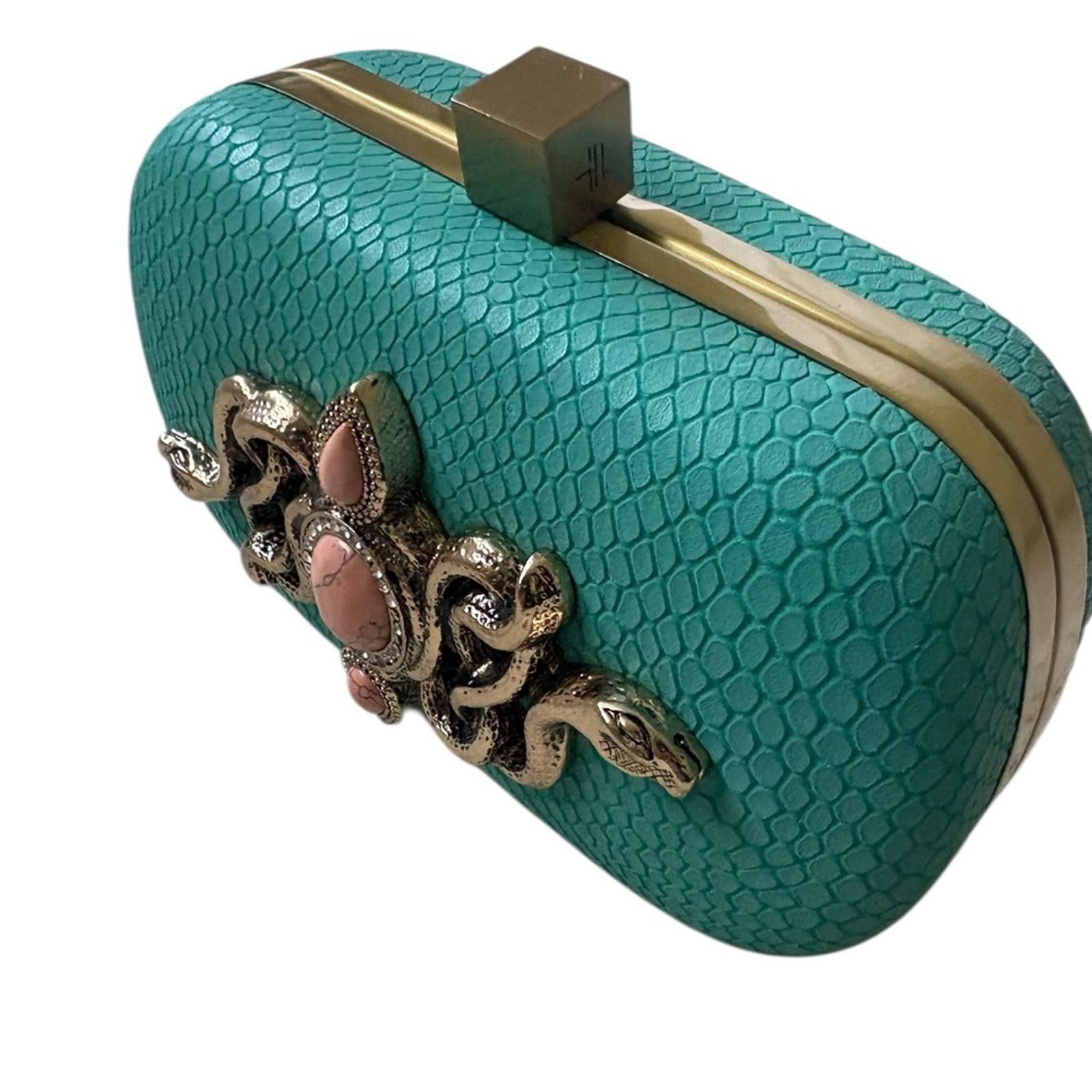 Other Samantha Wills Hand Crafted Turquoise Snakeskin Clutch Size ONE SIZE - 5 Thumbnail