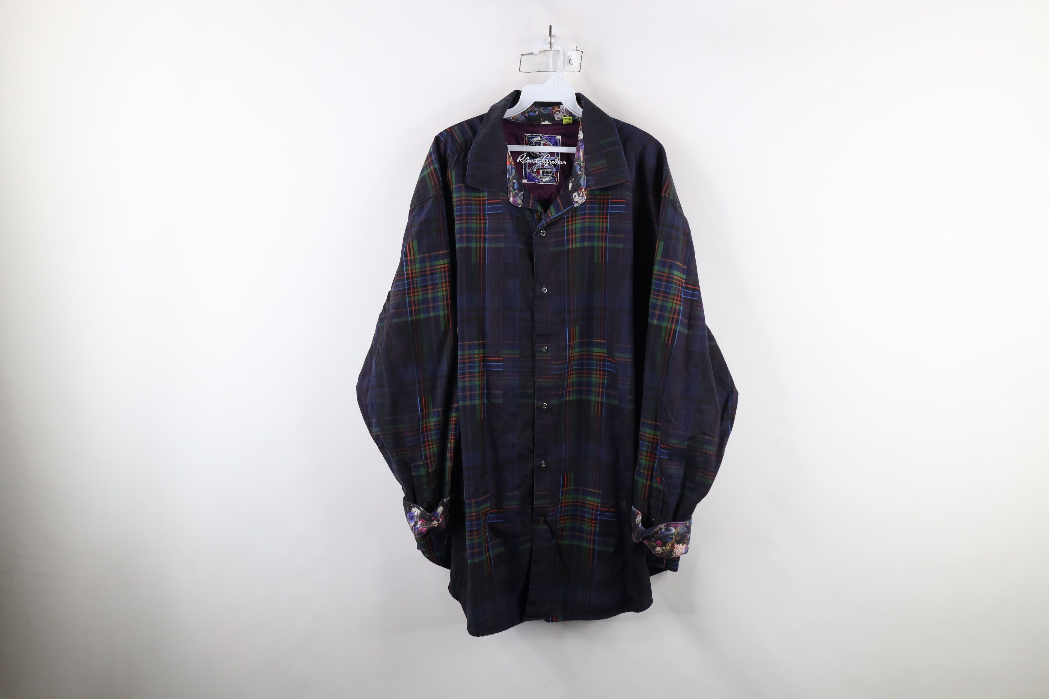 Robert Graham × Vintage Robert Graham Plaid Flower Flip Cuff Collared Button Shirt Size US XXL / EU 58 / 5 - 1 Thumbnail