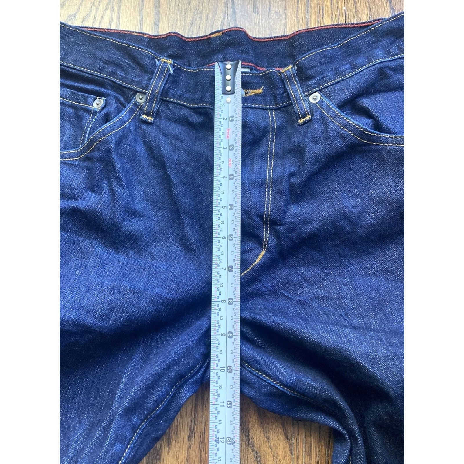 Raleigh Denim Raleigh Denim Jeans Mens 31 Raw Denim USA Handmade White Oak Cone Mills Bootcut 34 Inseam Blue Cotton Denim 31 x 34 Regular Men USA Size US 31 - 5 Thumbnail