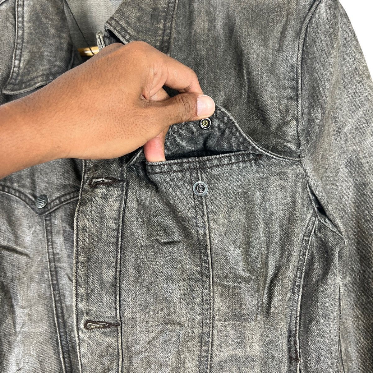 If Six Was Nine 🔥 SCHLUSSEL PAIN COATED DENIM TRUCKER JACKET Size US M / EU 48-50 / 2 - 8 Thumbnail