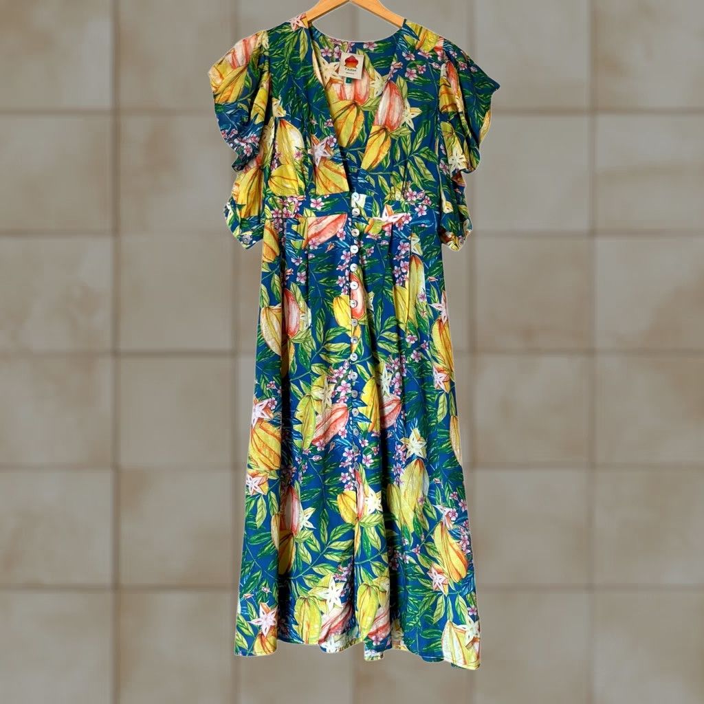 Farm Rio FARM Rio Star Fruits Midi Dress Women's Small Tropical Summer Boho Size S / US 4 / IT 40 - 1 Thumbnail