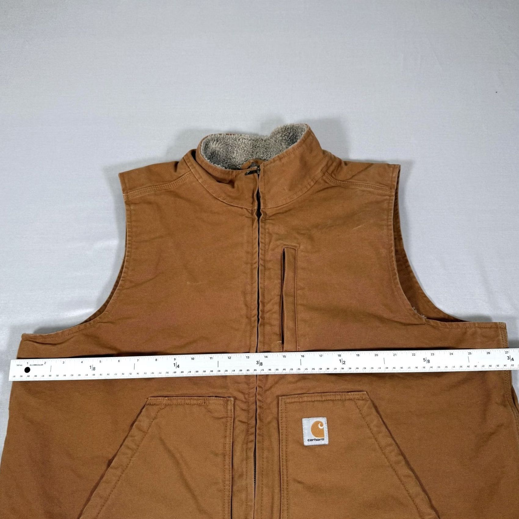 Carhartt Carhartt Vest Mens XL Brown Canvas Sherpa Lined Zip Up Workwear Size US XL / EU 56 / 4 - 3 Thumbnail