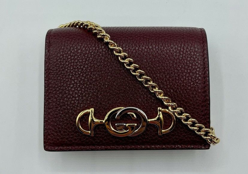 Gucci Gucci Zumi Leather Gold Chain Bi-Fold Mini Wallet Size ONE SIZE - 10 Thumbnail