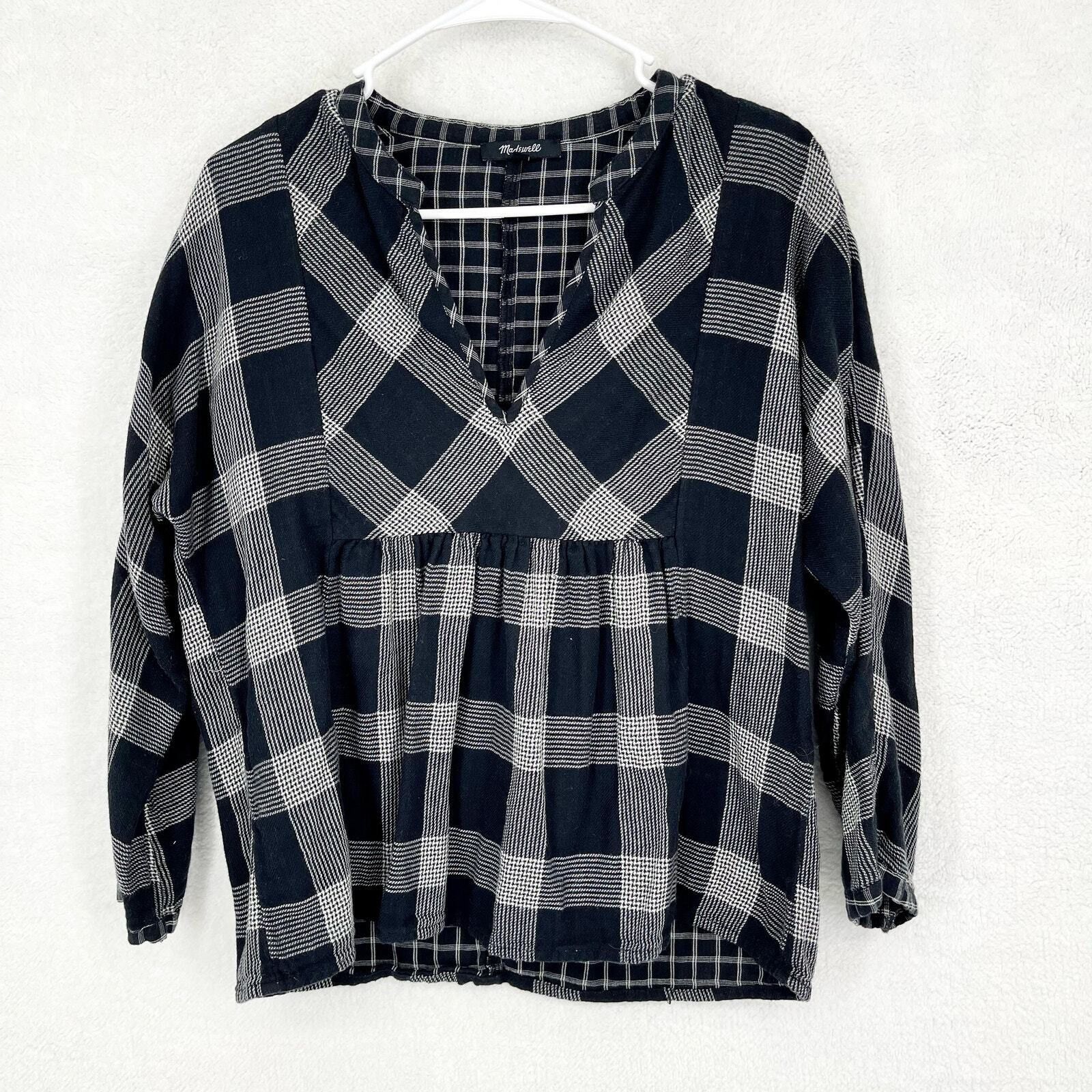 Madewell Madewell Navy Plaid Long Sleeve Casual Blouse Size Medium Size M / US 6-8 / IT 42-44 - 1 Thumbnail
