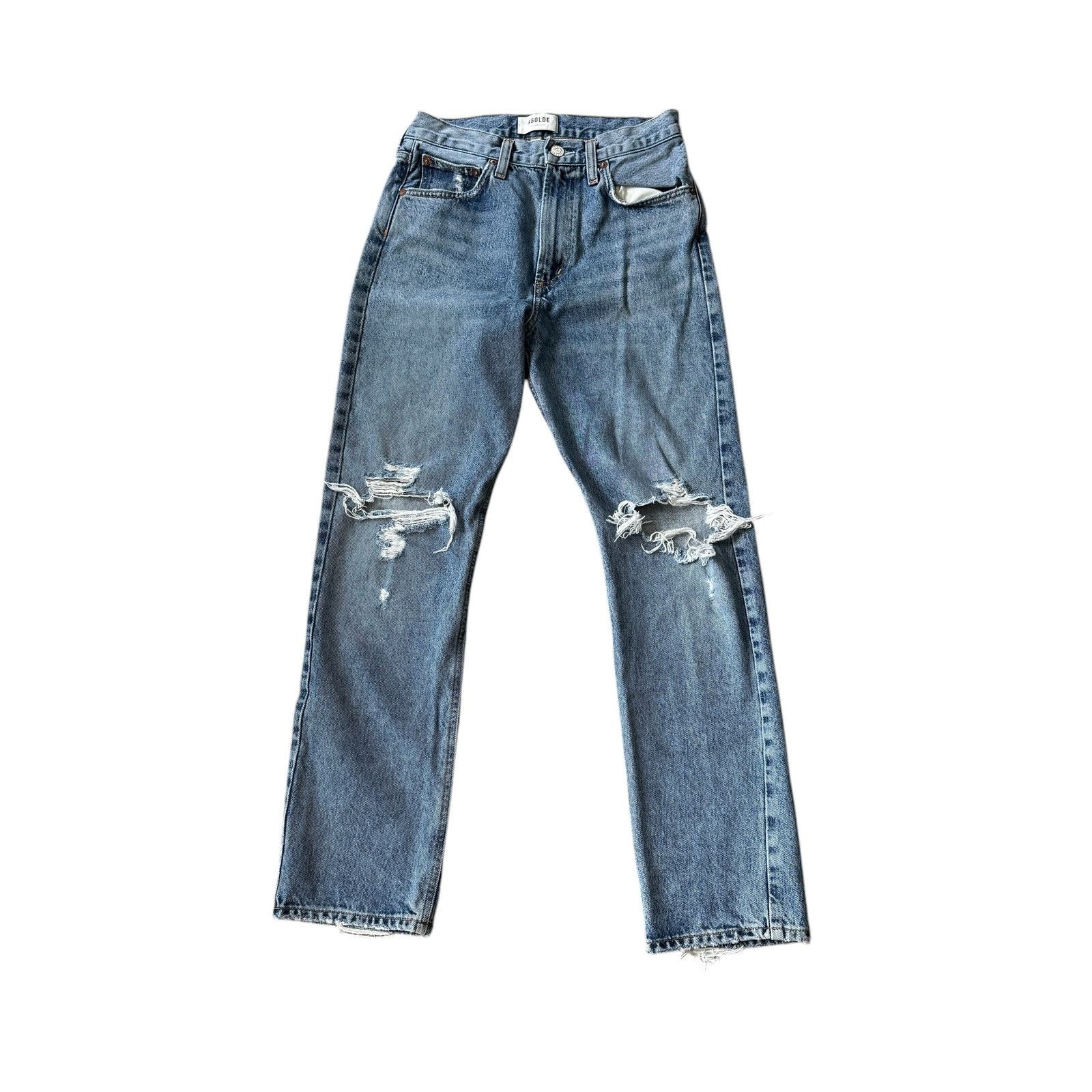 Agolde AGOLDE Mia Mid Rise Straight Jean Rule Wash Distressed Size 24" / US 00 / IT 34 - 2 Thumbnail