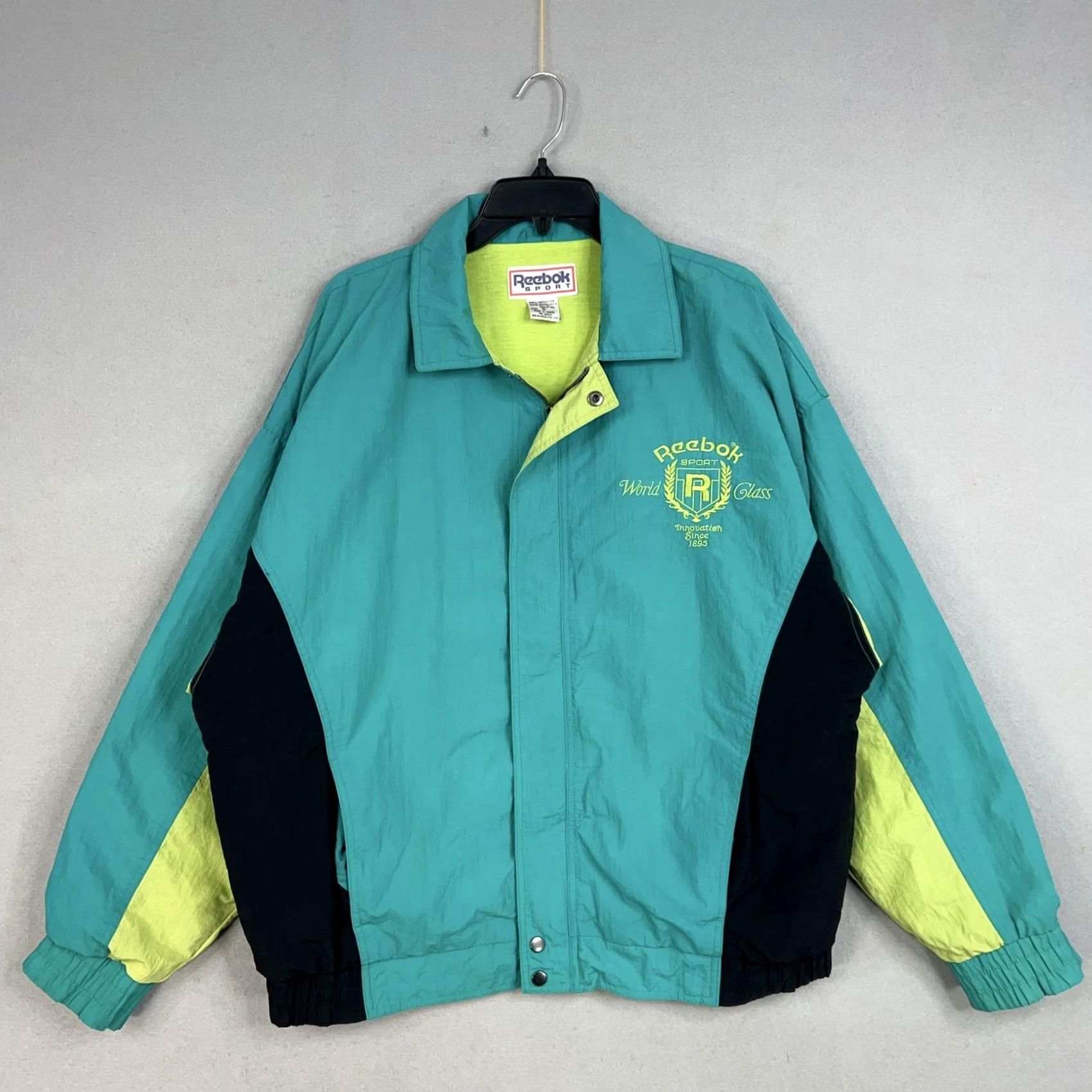 Reebok Vintage Reebok Jacket Men XL Blue Green Neon Windbreaker Crest 80s 90s Y2K Track Retro Casual Sport Size US XL / EU 56 / 4 - 2 Thumbnail