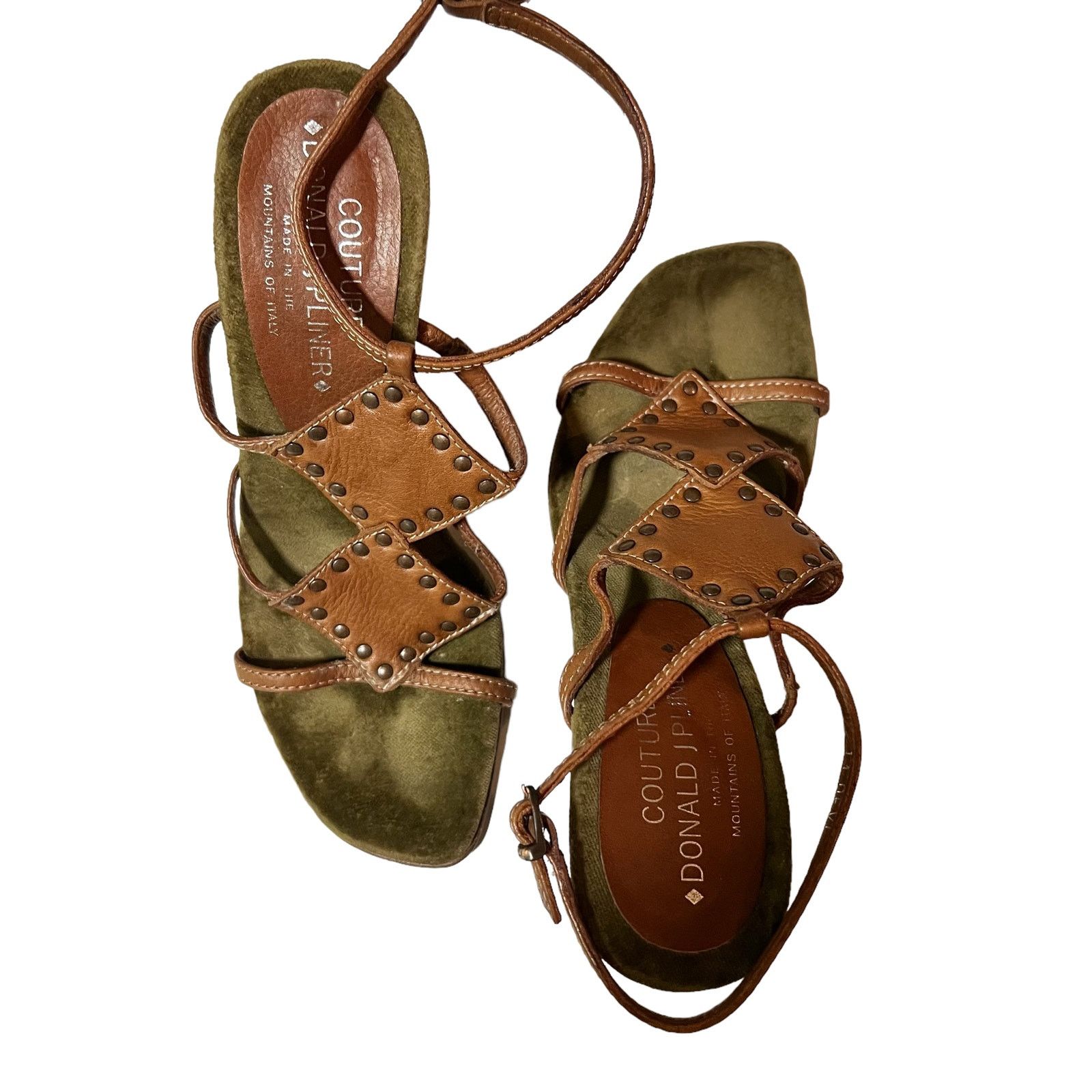 Donald Pliner Donald Pliner Devi Brown Leather 4” Heel Sandals Italy SZ 7 Size US 7 / IT 37 - 3 Thumbnail
