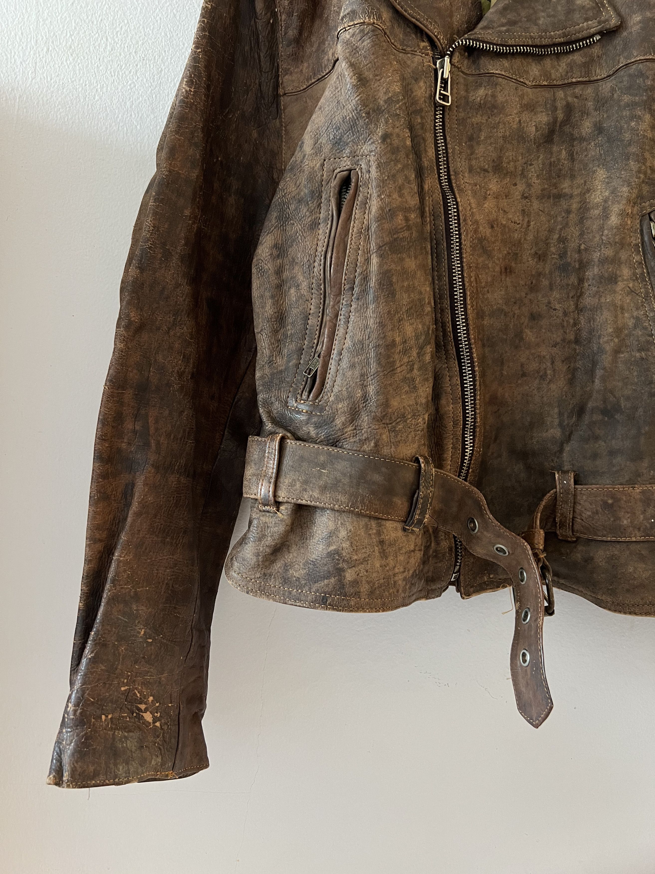 Indian Motorcycle × Vintage THRASHED 80s ECHT LEDER MOTORCYCLE LEATHER JACKET Size US M / EU 48-50 / 2 - 4 Thumbnail