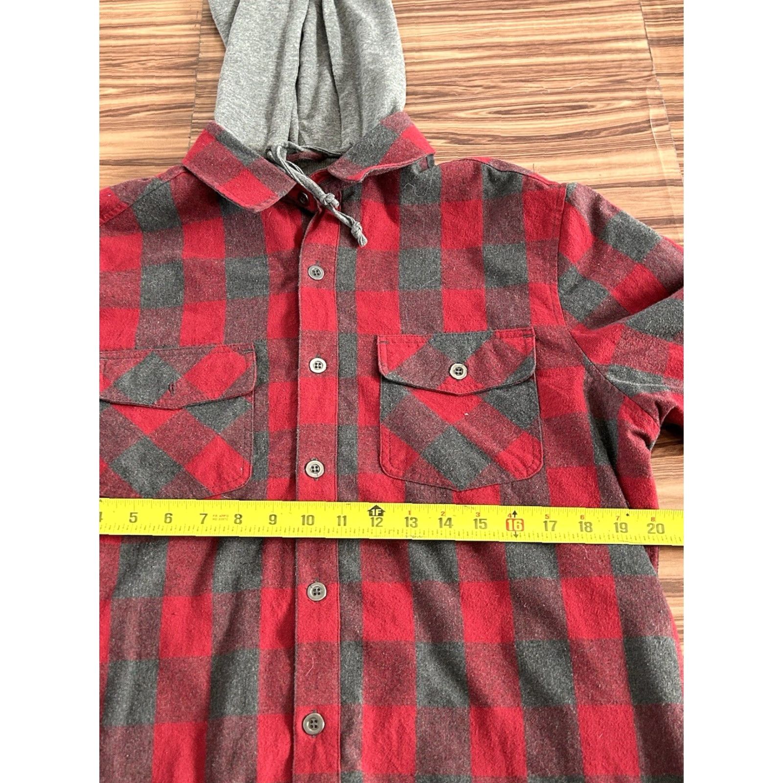 Flag & Anthem Flag & Anthem Mens Hooded Shirt Jacket Plaid Red size Medium Warm Size US M / EU 48-50 / 2 - 3 Thumbnail