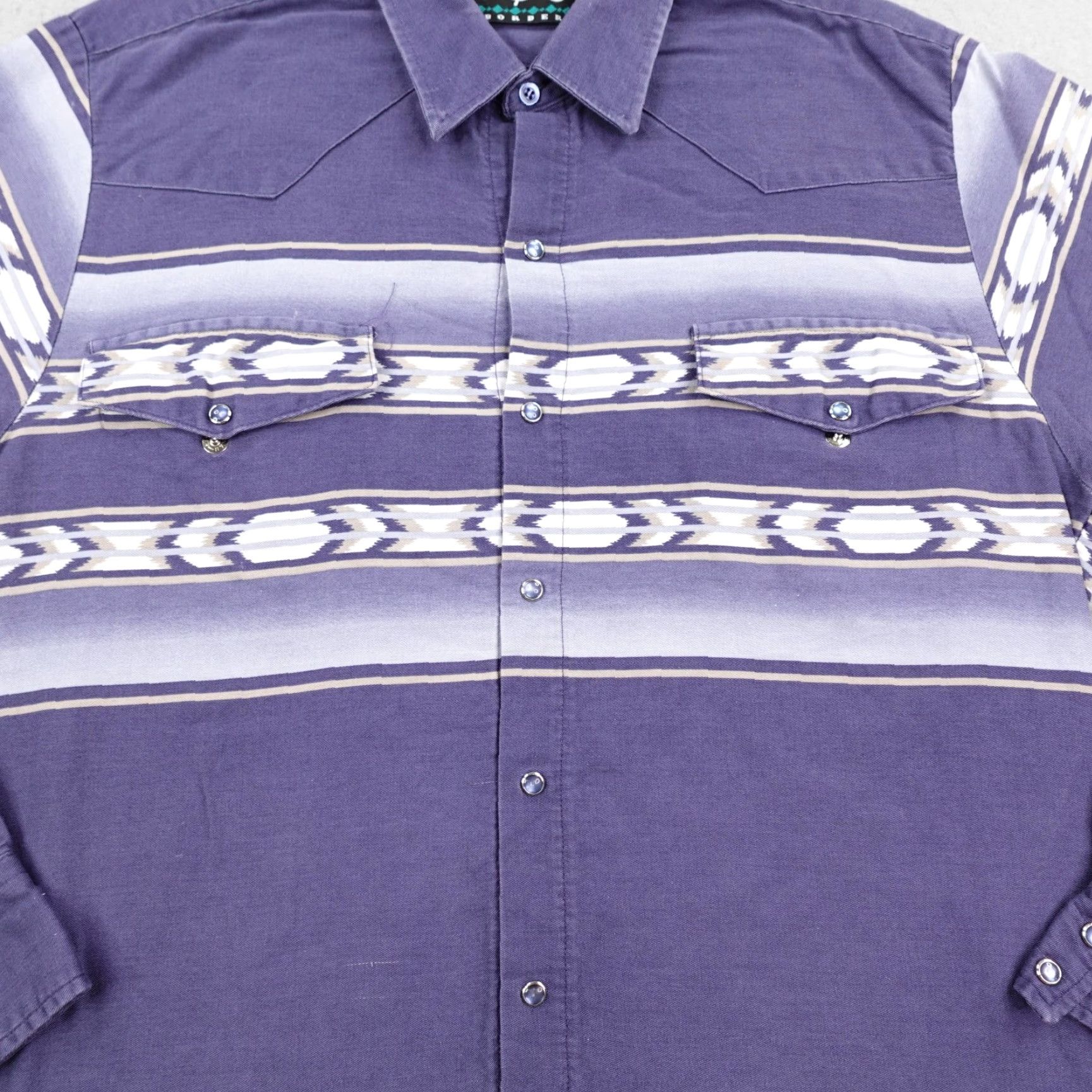Roper VINTAGE Roper Western Shirt Mens Large Blue Aztec Stripe Pearl Snap Cowboy Rodeo Size US L / EU 52-54 / 3 - 3 Thumbnail