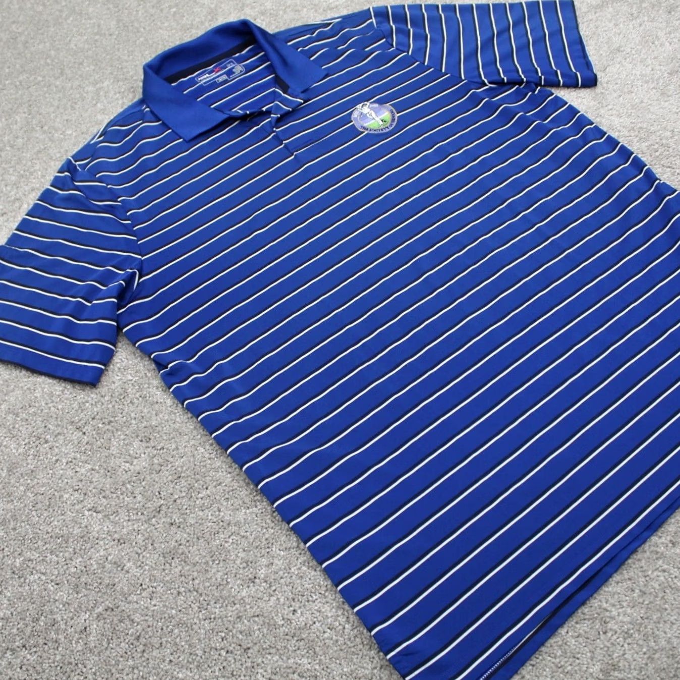 RLX Ralph Lauren RLX Ralph Lauren Polo Shirt Mens XL Blue Short Sleeve Pullover Polo Golf Sports Polyester Blend Stretch Moisture Wicking Striped Logo Button Size US XL / EU 56 / 4 - 5 Thumbnail