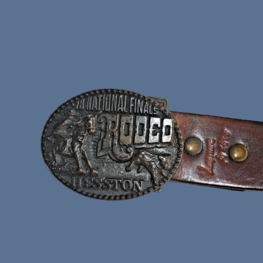Vintage VINTAGE tooled leather belt Mike 1978 International Finals Rodeo Hesston Belt Mens 38 Brown Leather Western Bohemian Style Size 38 - 1 Thumbnail