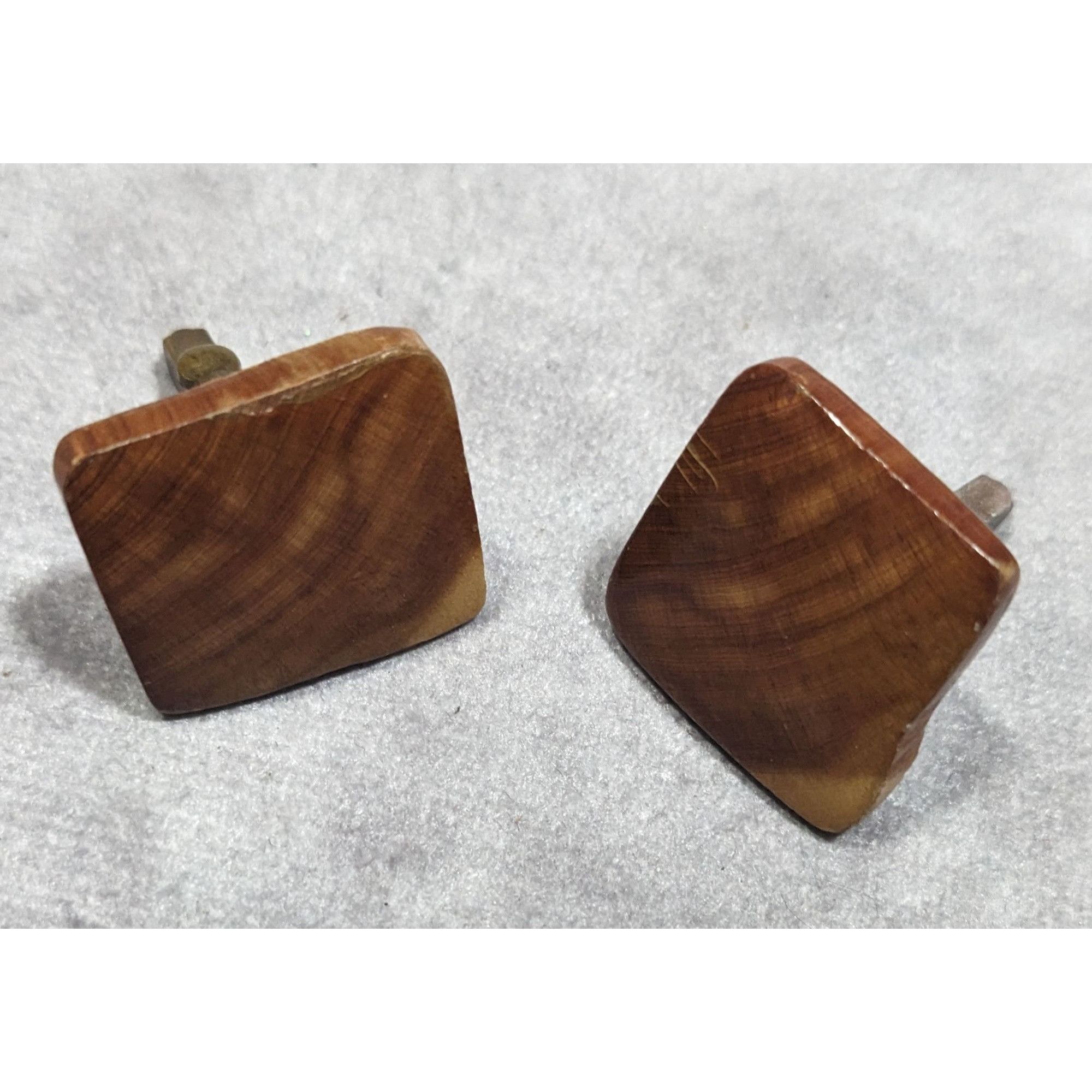 Other Vintage Brown Wood Square Retro Cuff Links Size ONE SIZE - 5 Thumbnail