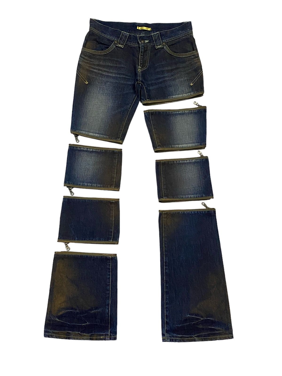 Beauty Beast Rare‼️Empire of the Baal Flare Multi-Zip Denim Jeans Size 30" / US 8 / IT 44 - 3 Thumbnail