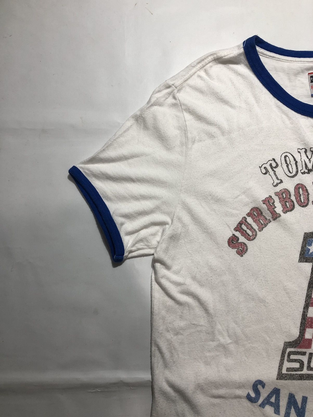 Designer × Tommy Hilfiger RARE VINTAGE 80s TOMMY HILFIGER SURFBOARD HIRE RINGER TEE Size US L / EU 52-54 / 3 - 3 Thumbnail
