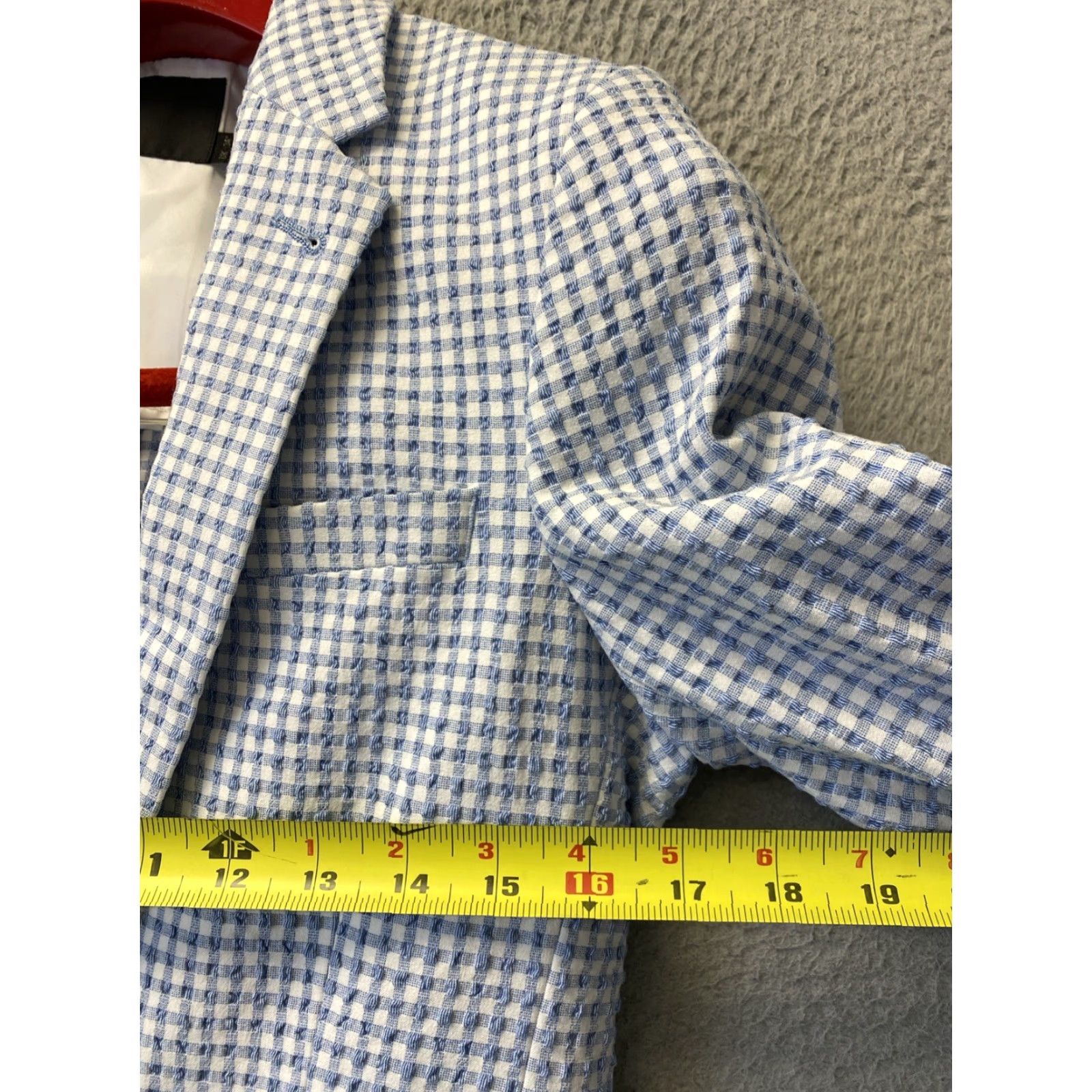 Asos VINTAGE ASOS Men’s Sport Coat Jacket Blazer Casual Formal Wedding Gingham Plaid Blue 34R Size 34R - 6 Thumbnail