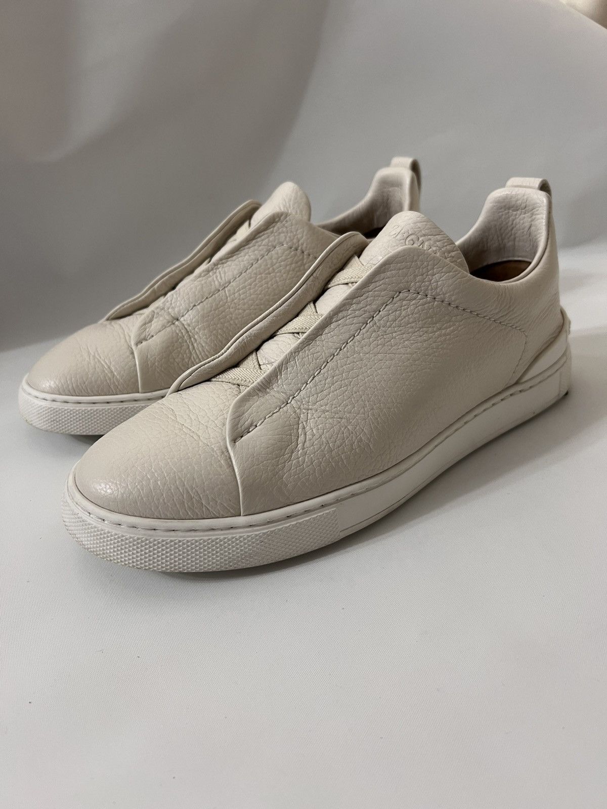Ermenegildo Zegna Preowned Zegna Triple Stich Off white deerskin Size US 7.5 / EU 40-41 - 2 Thumbnail
