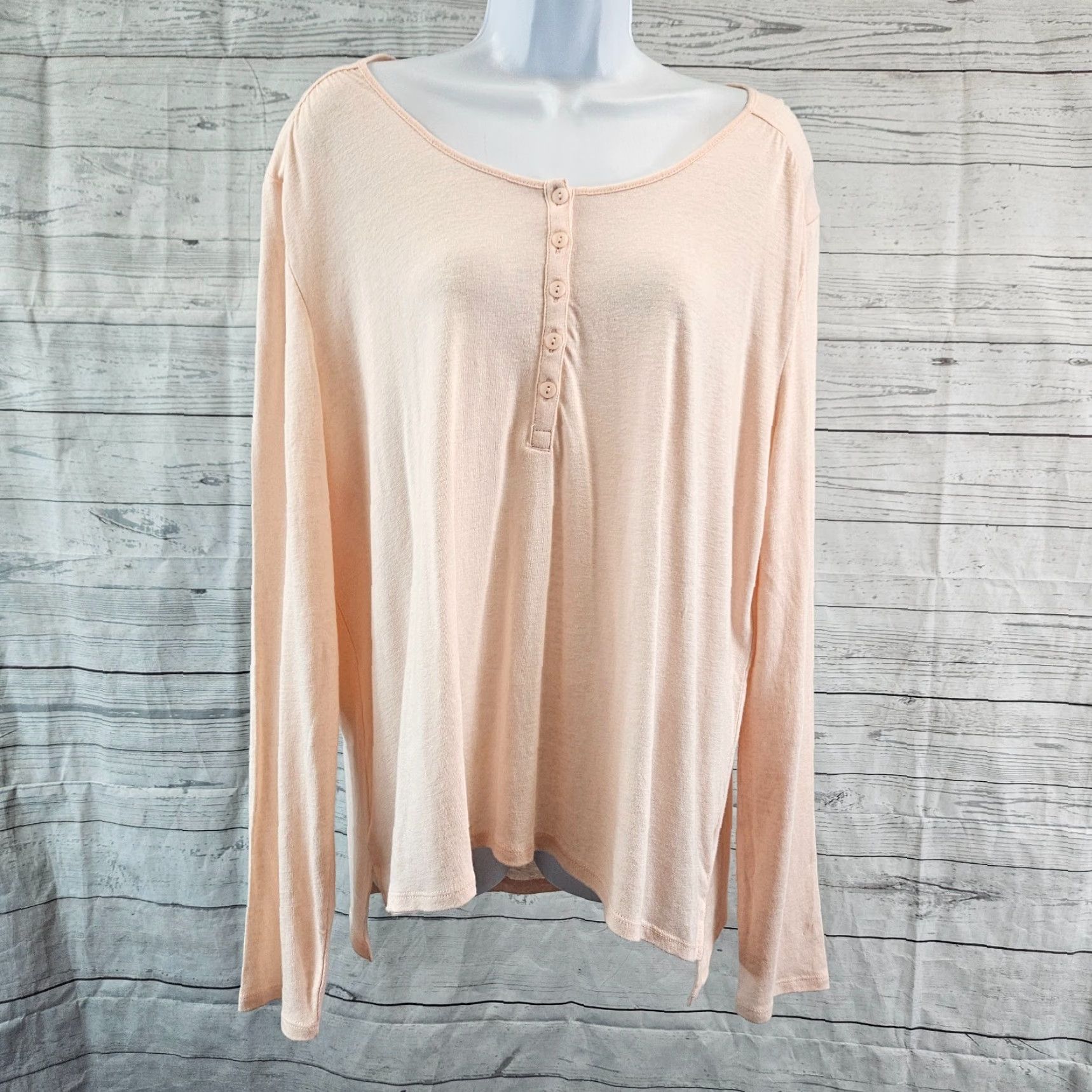 Vintage Garnet Hill Womens Top XL Peach Long Sleeve Linen Blend Blouse Shirt Womens XL Peach Linen Blend Size XL / US 12-14 / IT 48-50 - 2 Thumbnail