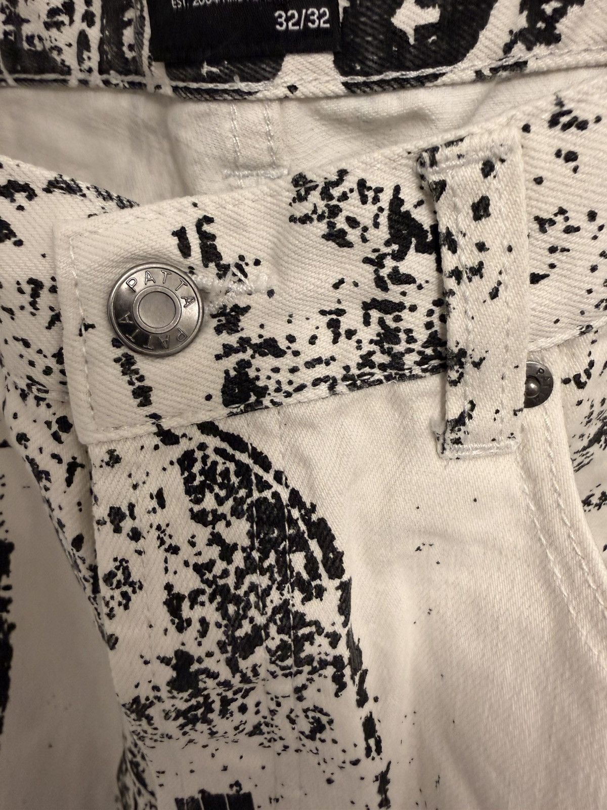 Patta Patta Black White Allover Print Denim Jeans 32/32 Size US 32 / EU 48 - 3 Thumbnail