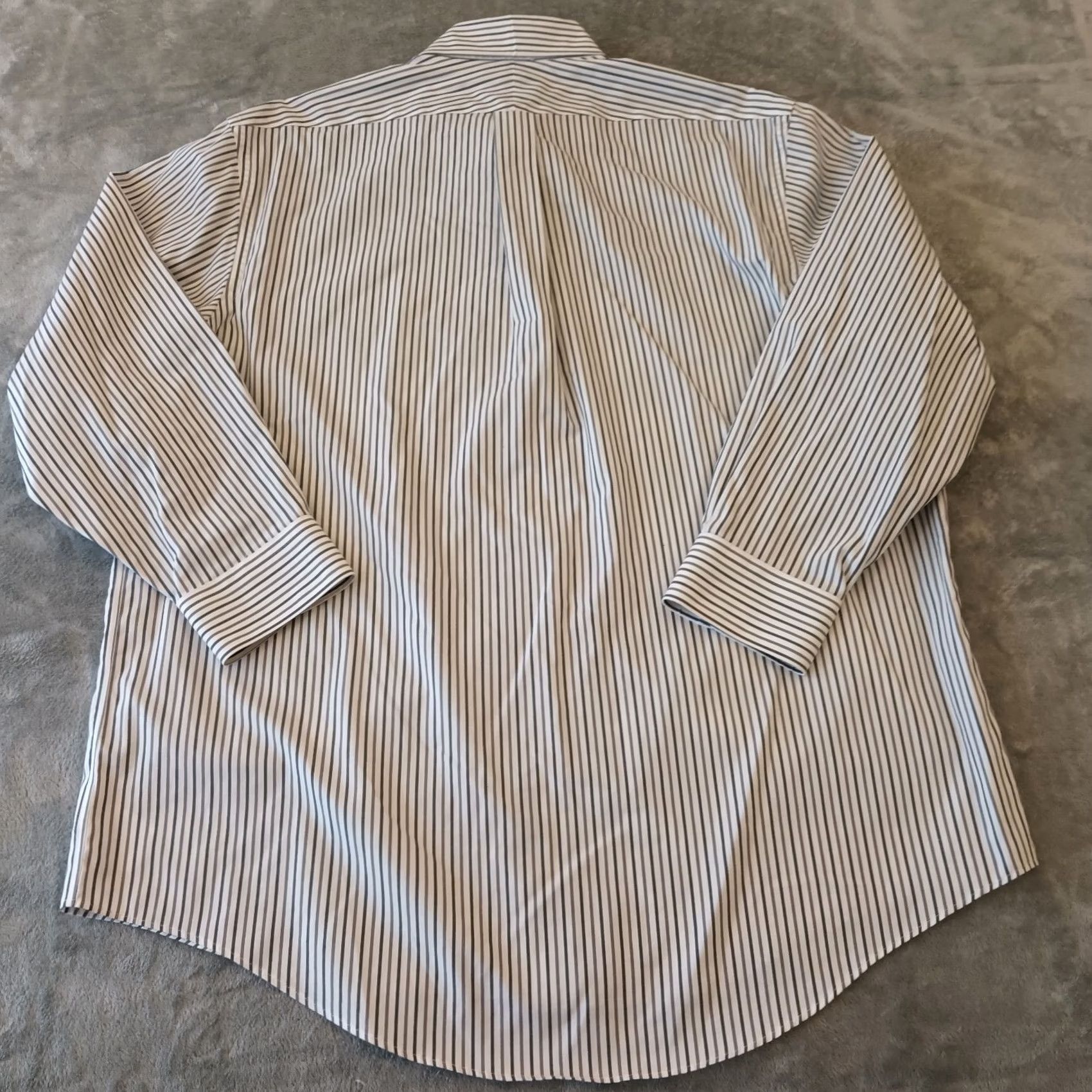 Lands' End Lands' End Shirt Mens 17.5 Gray Striped Long Sleeve Button Down Cotton Pinpoint Dress Shirt Mens Regular Size US XXL / EU 58 / 5 - 2 Thumbnail