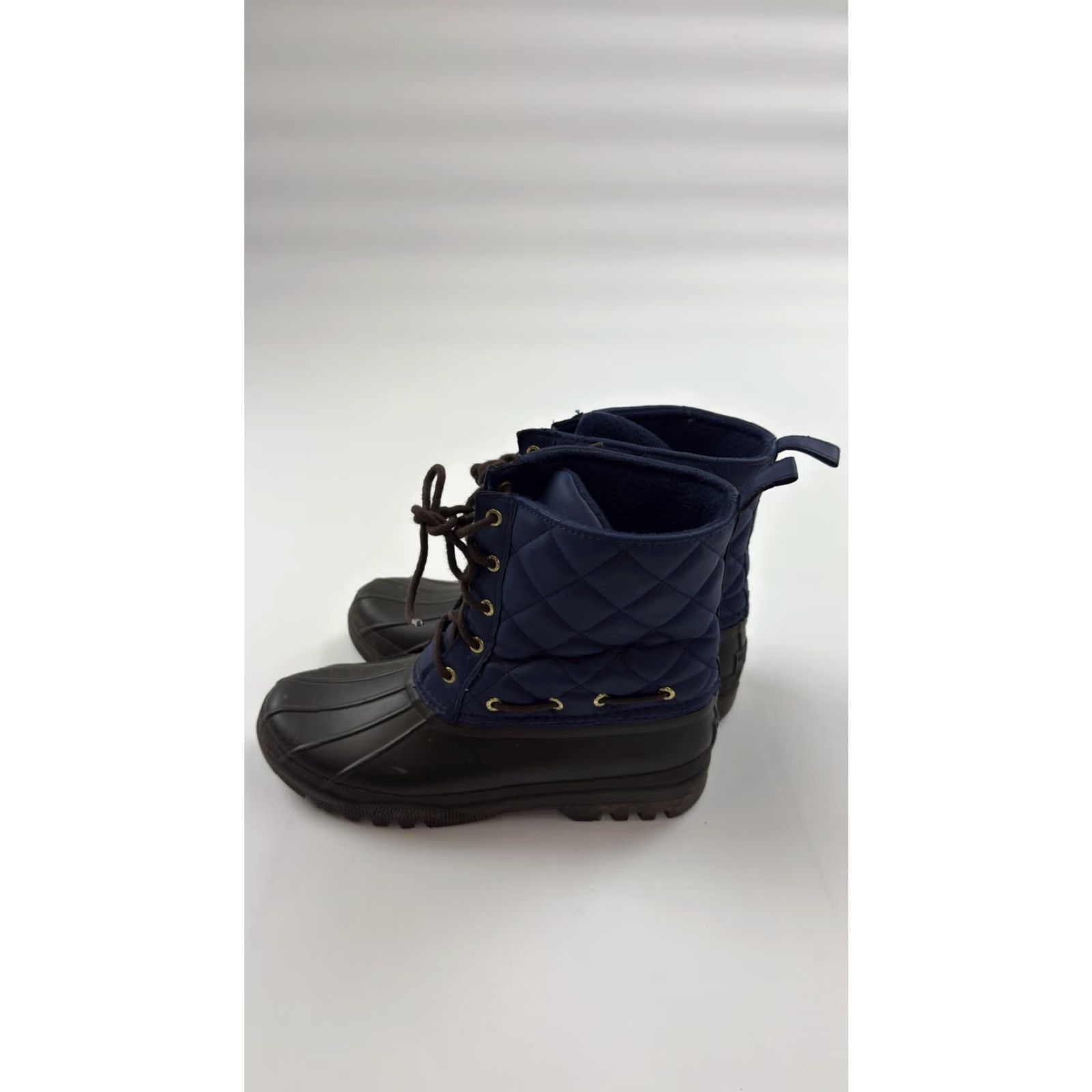 Sperry Sperry Top-Sider Boots Women's 9 Navy Quilted Waterproof Lace Up STS83694 Rain Boot Size US 9 / IT 39 - 3 Thumbnail