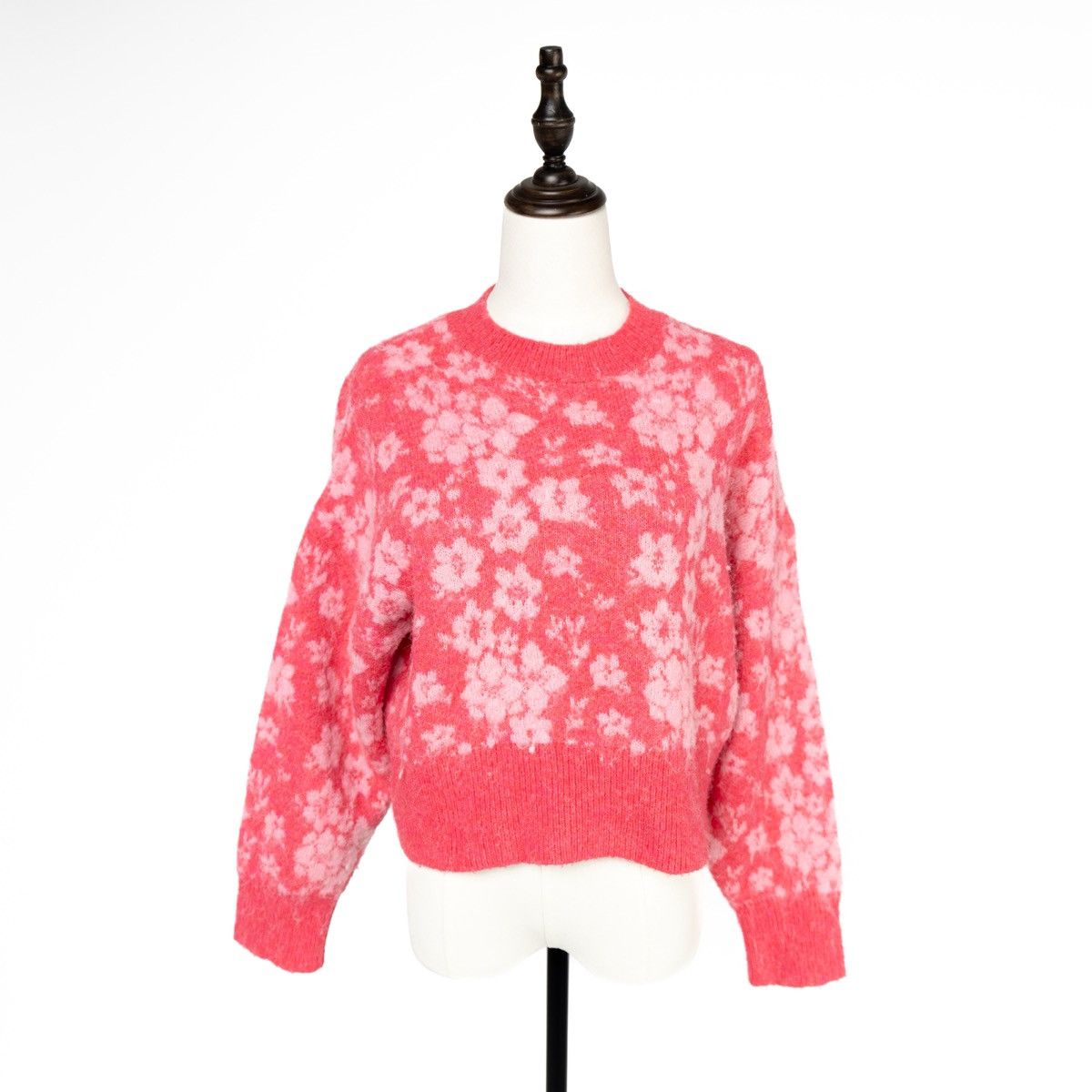 Zara Zara Womens Pink Floral Crop Sweater Knit Jumper Soft Cozy Size M / US 6-8 / IT 42-44 - 1 Thumbnail