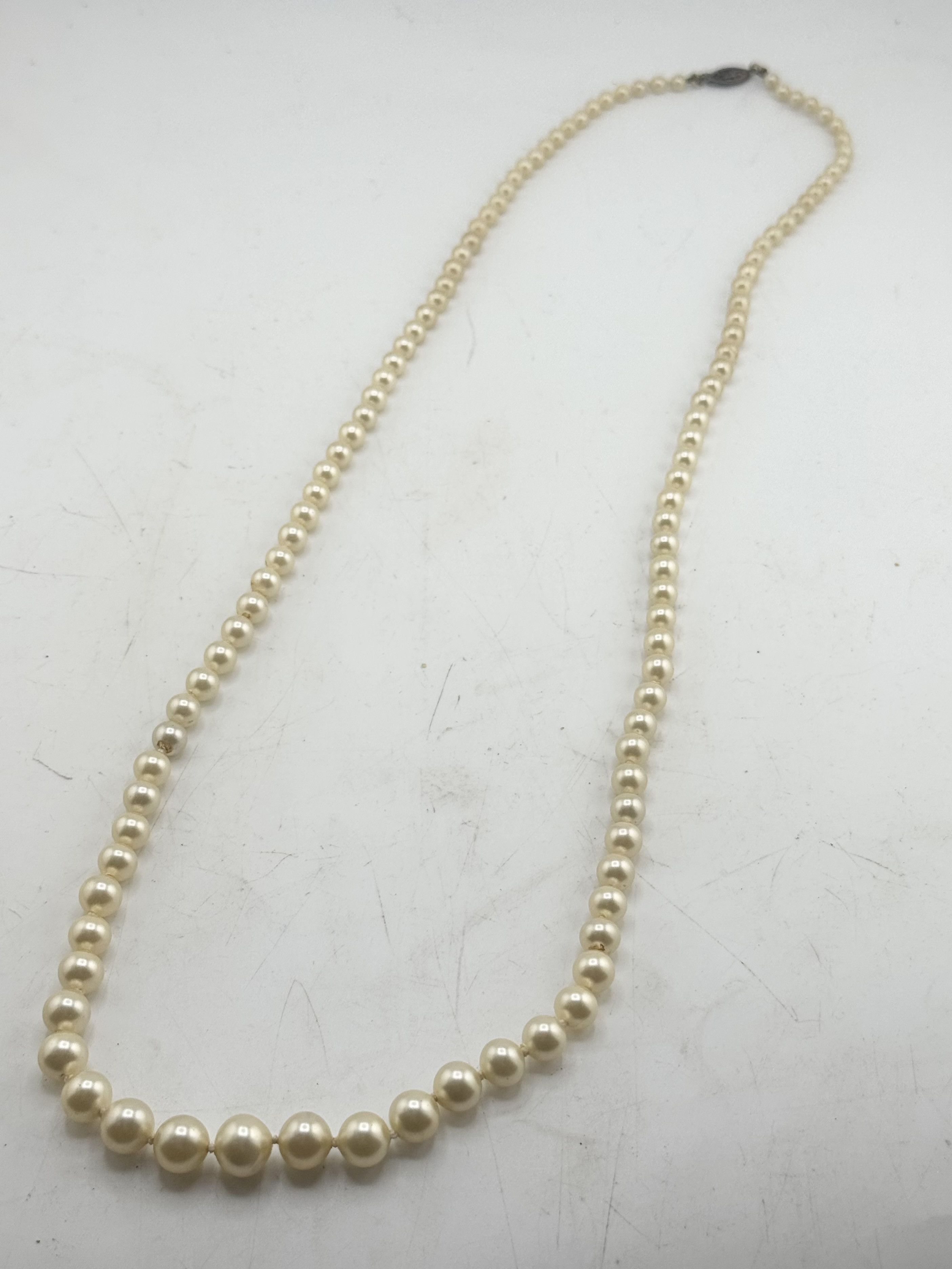 Vintage Vintage faux pearl sterling filigree clasp beaded necklace Size ONE SIZE - 4 Thumbnail