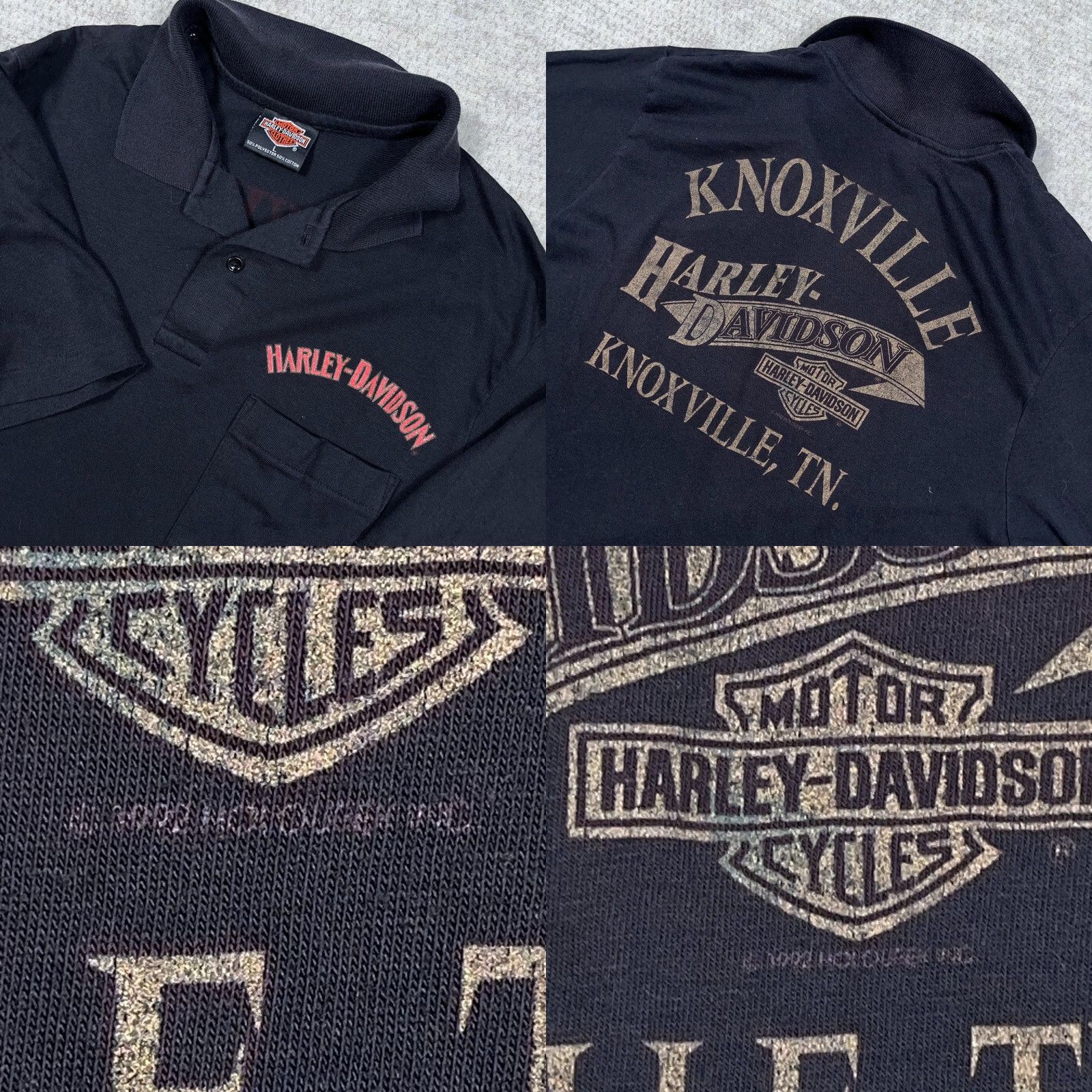 Harley Davidson VINTAGE Harley-Davidson Shirt Men L Black 1990s Knoxville TN Collar Polo Graphic Print Knit Casual, USA, Logo, 90s, 80s, Classic, Motorcycle, Retro Size US L / EU 52-54 / 3 - 8 Thumbnail
