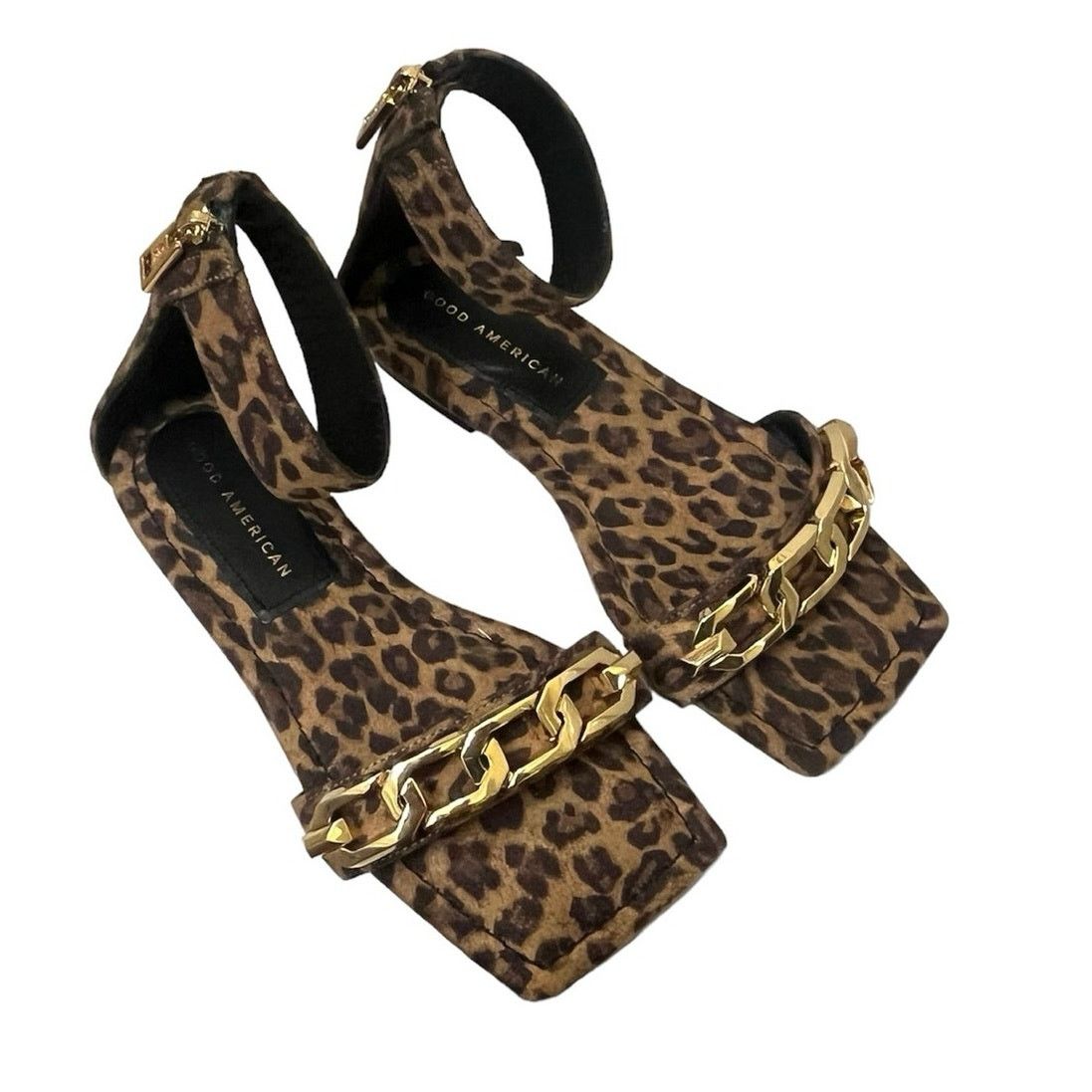 Good American Good American leopard ankle strap sandal with gold chain NEW Size US 5.5 / IT 35.5 - 6 Thumbnail
