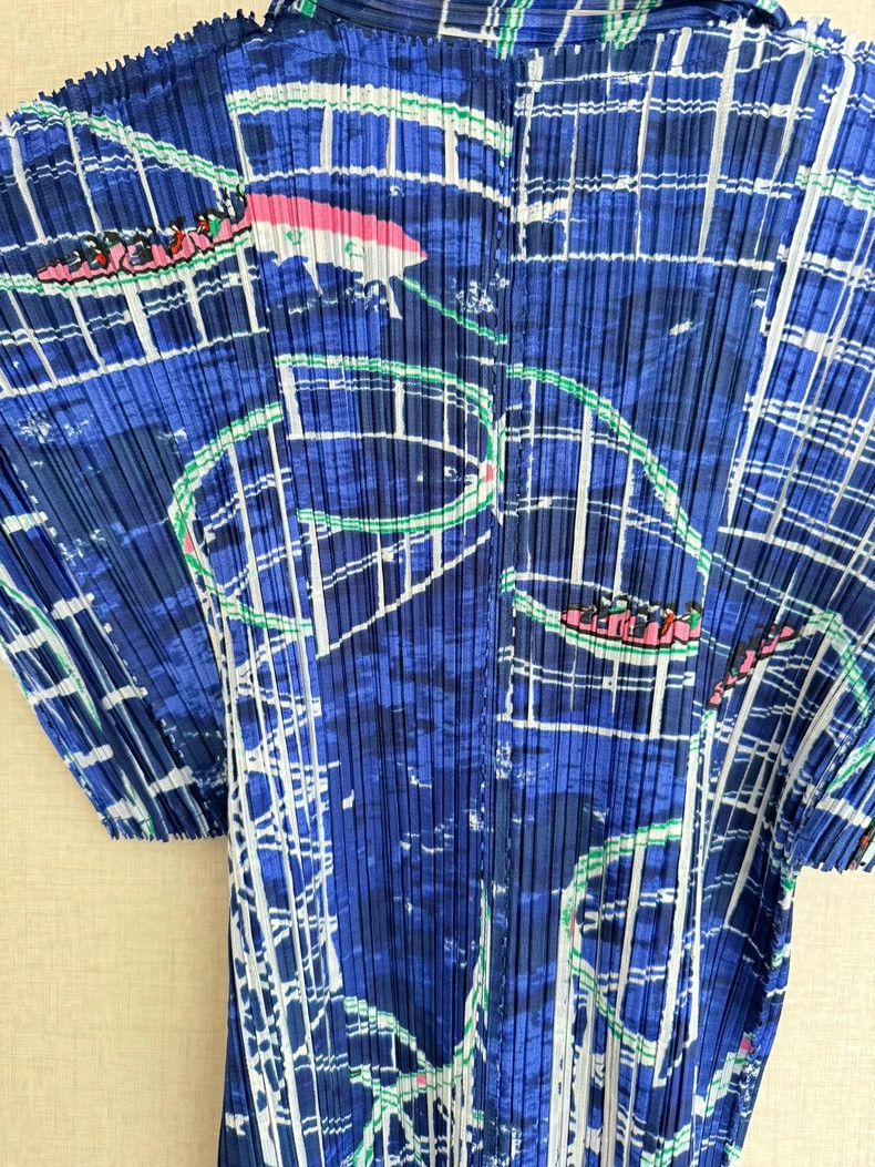 Issey Miyake issey miyake size:3 Blue pleated short sleeves Size XXS / US 00 / IT 34 - 4 Thumbnail