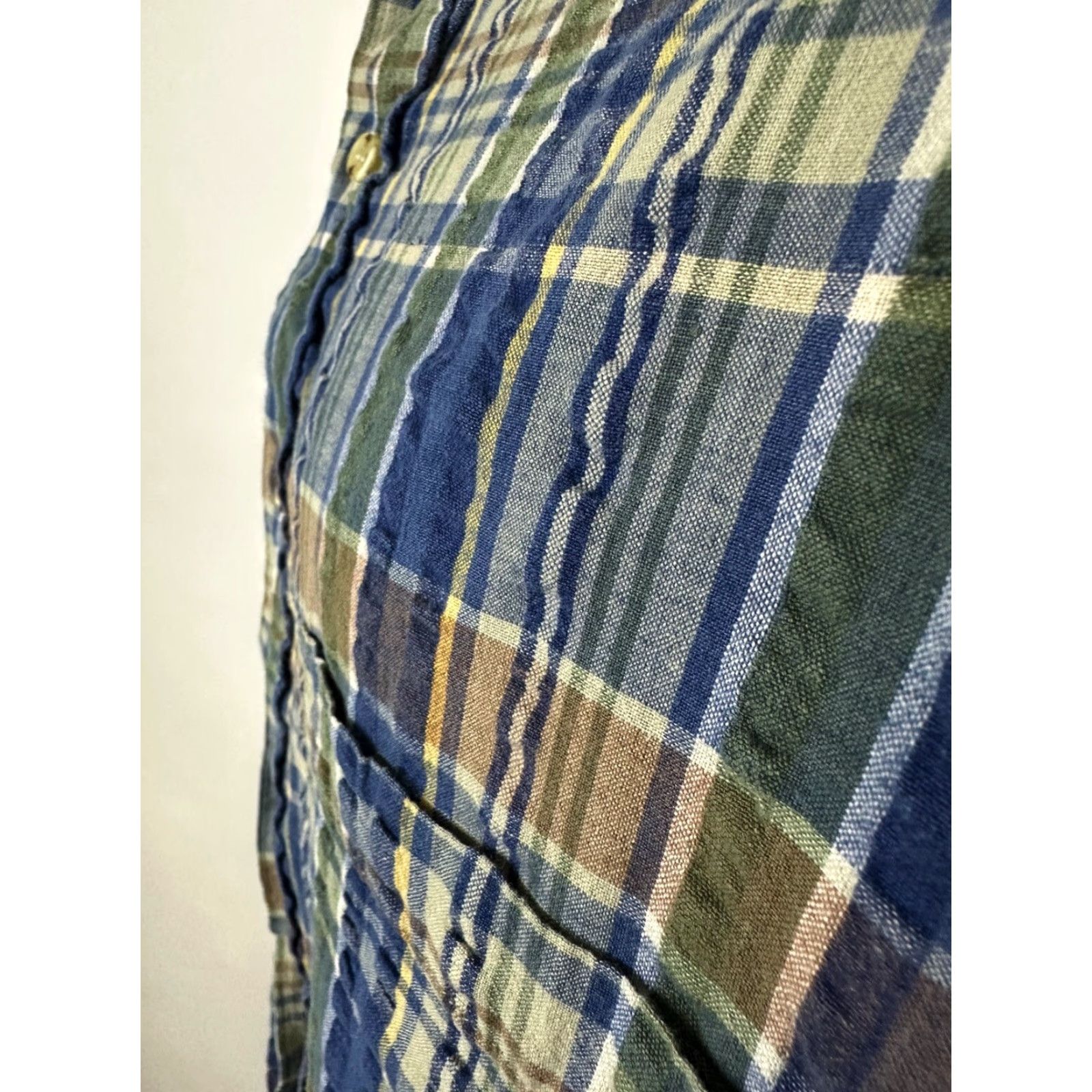 Vintage Vintage Reed St. James LOAFERS Seersucker Shirt Men M Blue Plaid Casual 90s Button-Up Size US M / EU 48-50 / 2 - 7 Thumbnail