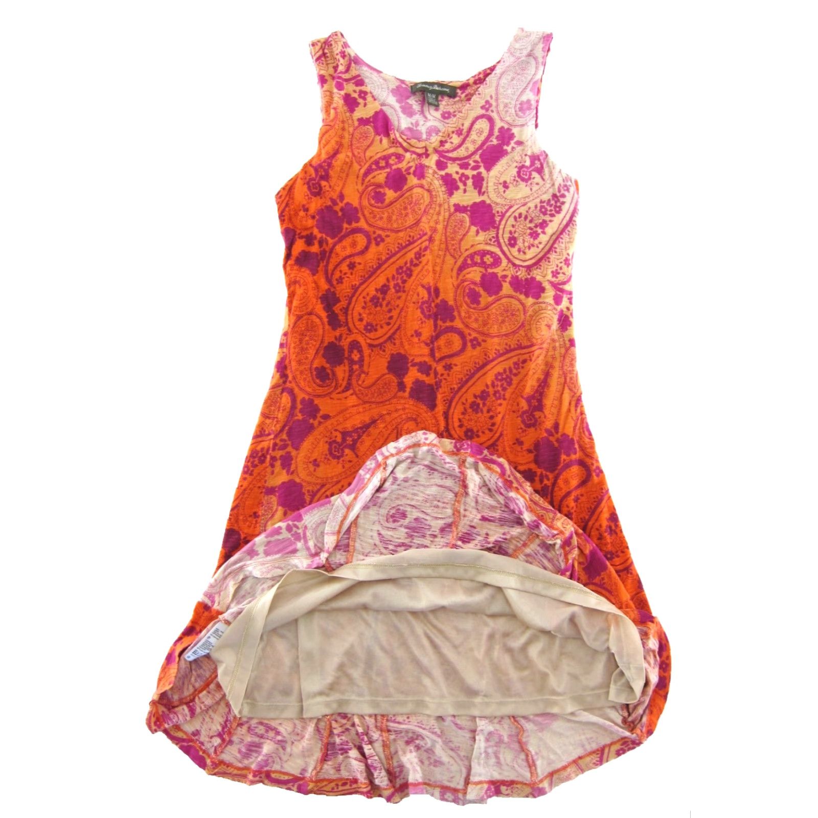 Tommy Bahama Tommy Bahama Dress Midi Sun Tank Shade Orange Paisley Rayon Stretch M Medium Women Women's Size M / US 6-8 / IT 42-44 - 5 Thumbnail